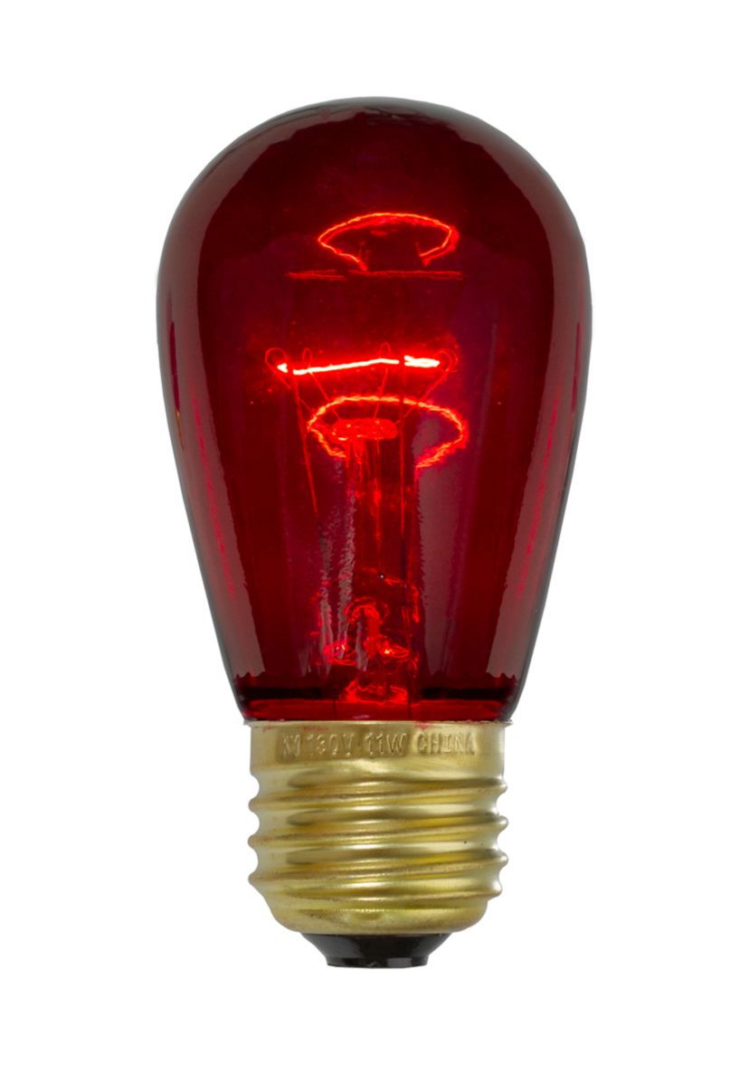 Pack of 25 Incandescent Red E26 Base Replacement S14 Light Bulbs - 11 Watts
