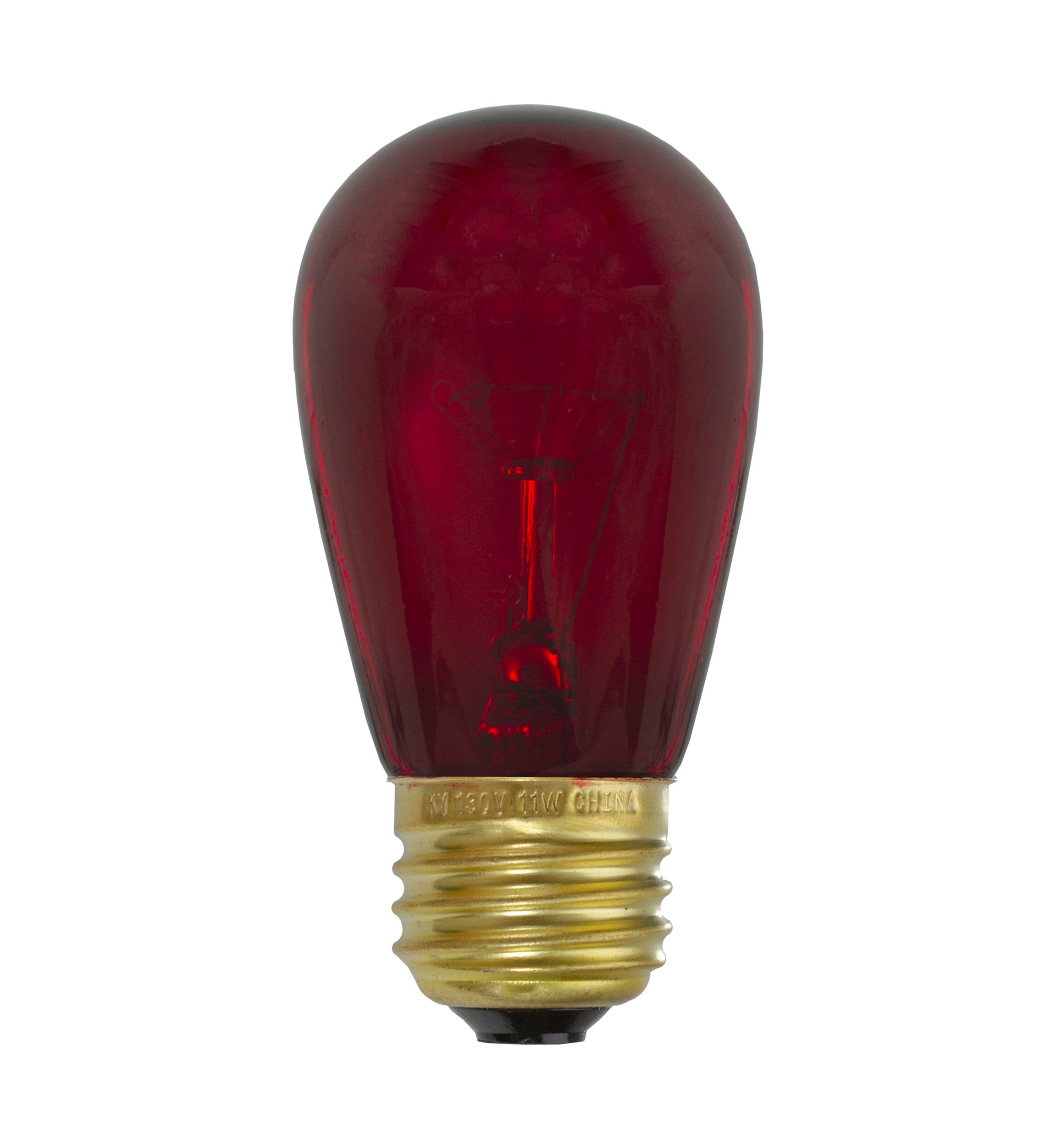 Pack of 25 Incandescent Red E26 Base Replacement S14 Light Bulbs - 11 Watts