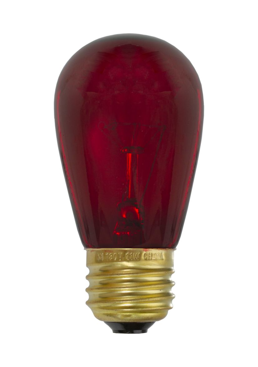 Pack of 25 Incandescent Red E26 Base Replacement S14 Light Bulbs - 11 Watts