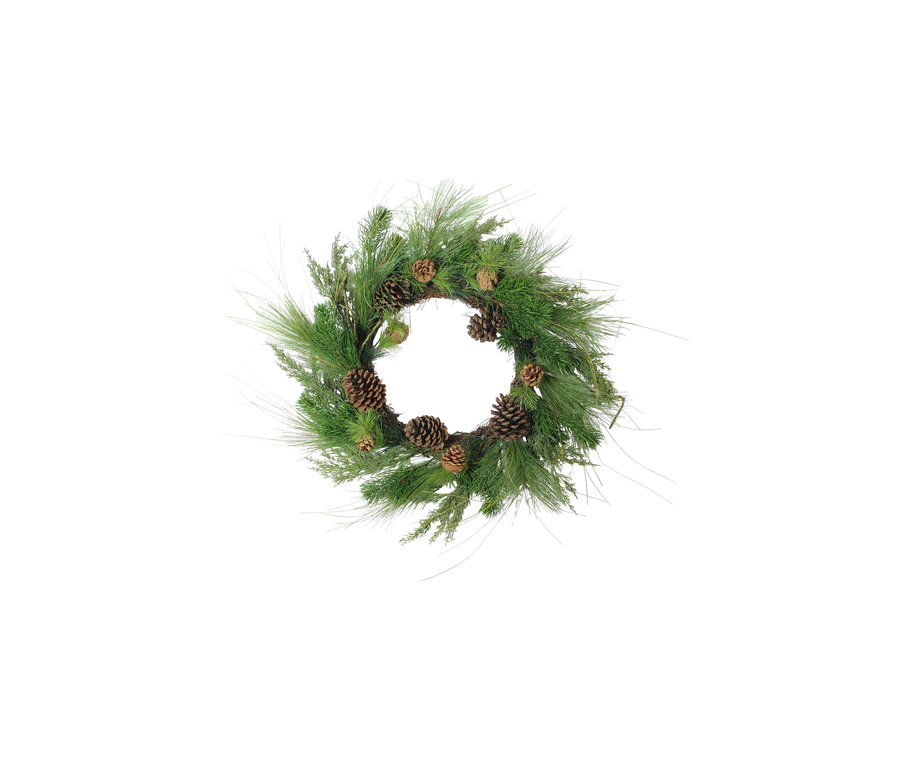 Pine Cones and Needles Artificial Christmas Wreath - 24-Inch  Unlit