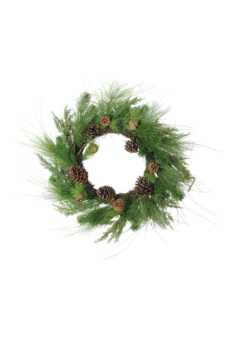 Pine Cones and Needles Artificial Christmas Wreath - 24-Inch  Unlit