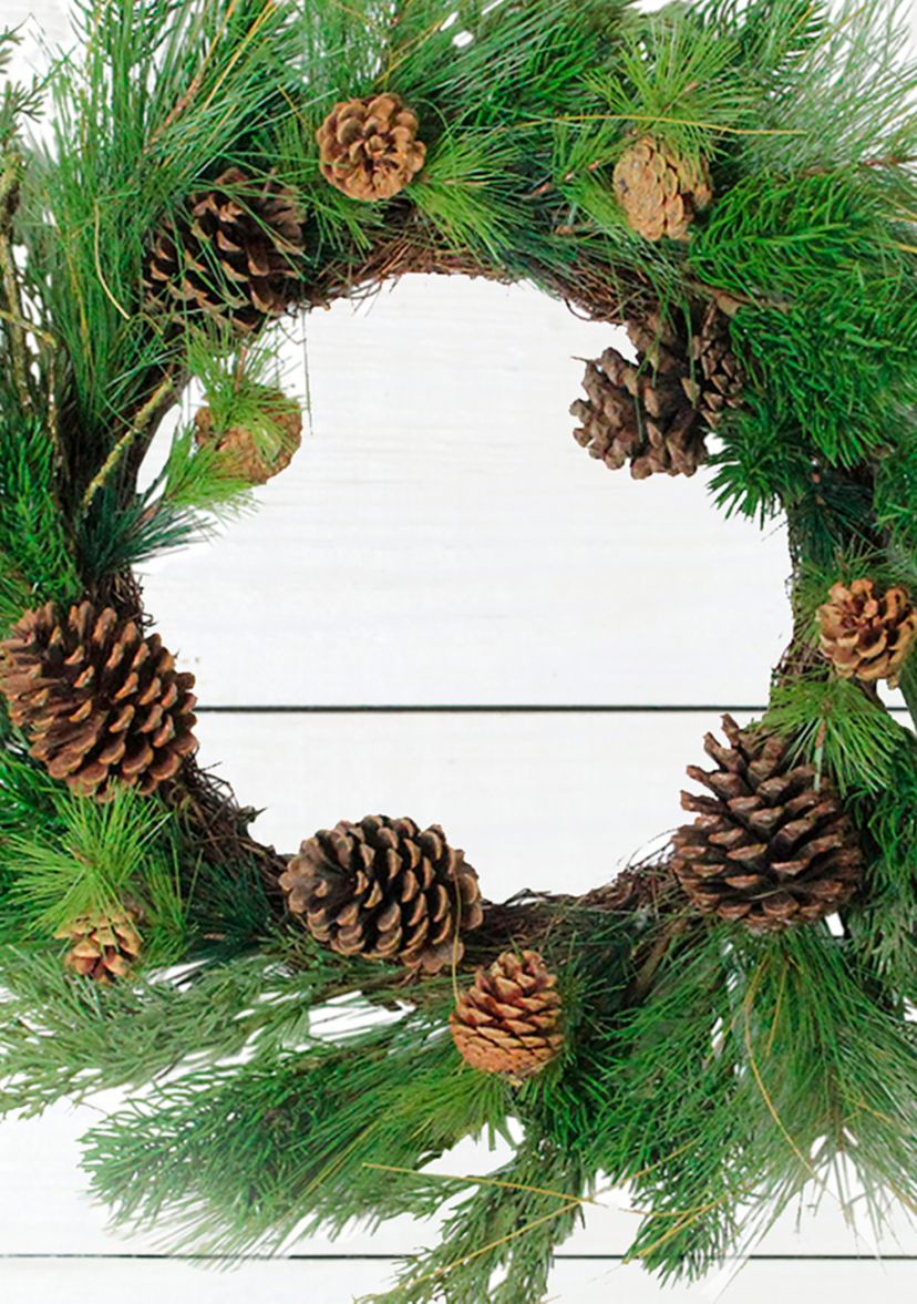 Pine Cones and Needles Artificial Christmas Wreath - 24-Inch  Unlit