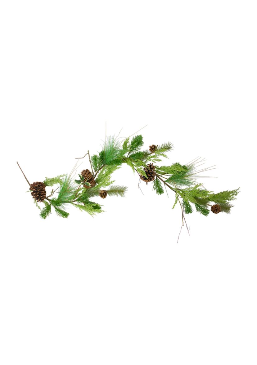 5 Mixed Pine with Pine Cones Artificial Christmas Garland - Unlit