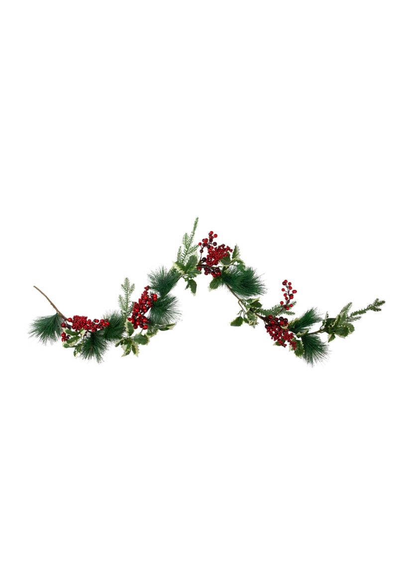 5 x 5Inch Holly and Pine Springs Artificial Christmas Garland - Unlit