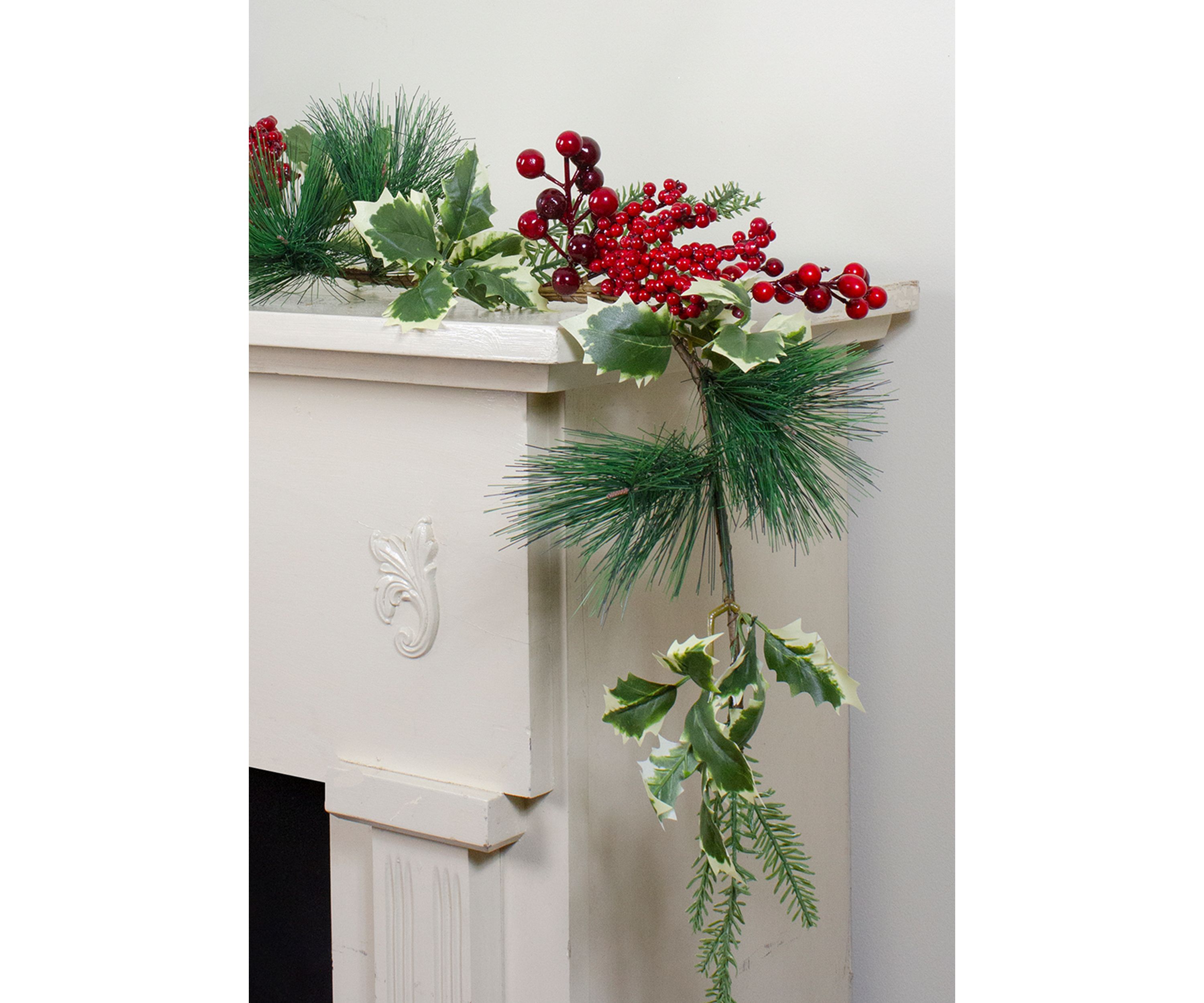 5 x 5Inch Holly and Pine Springs Artificial Christmas Garland - Unlit