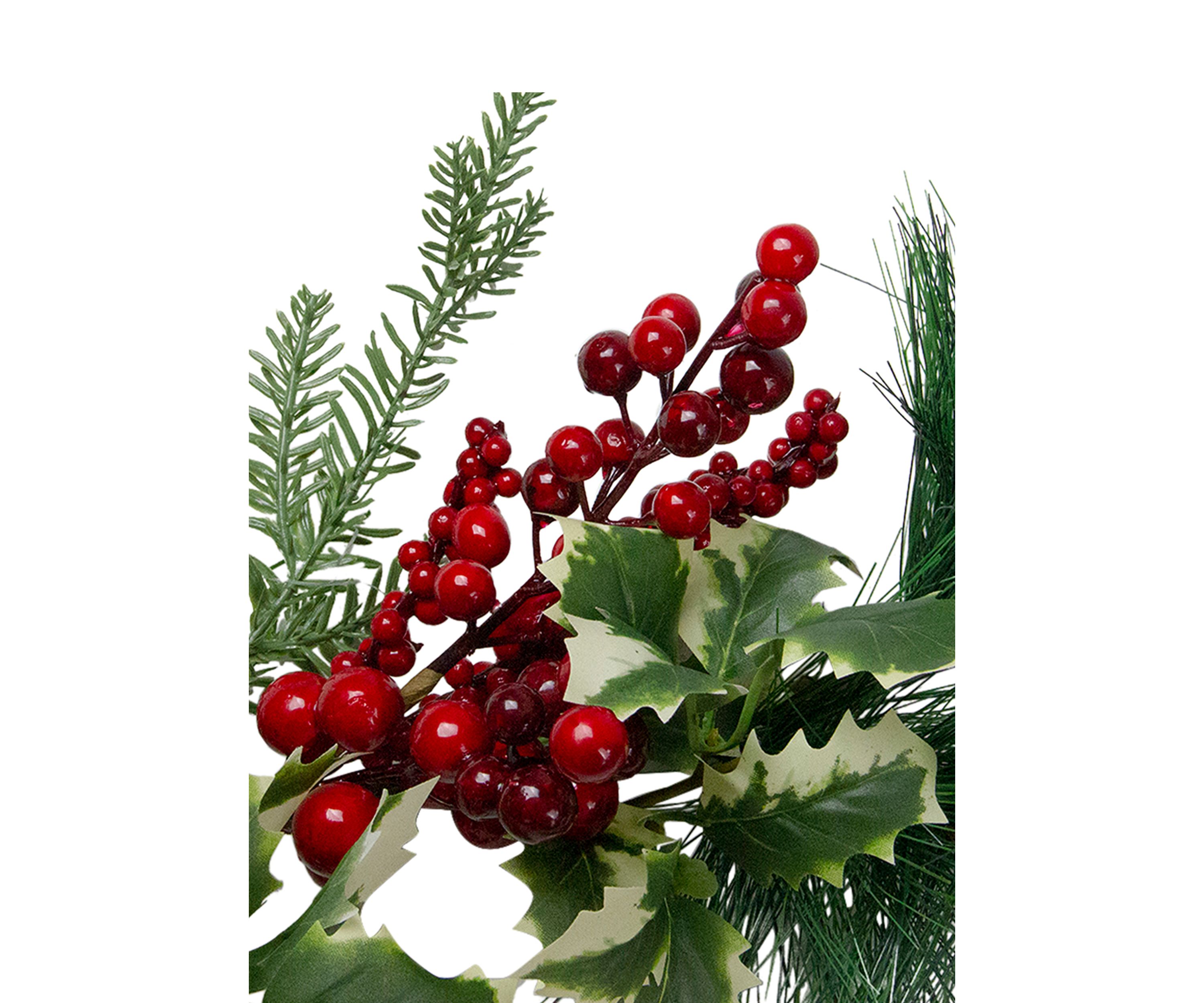 5 x 5Inch Holly and Pine Springs Artificial Christmas Garland - Unlit