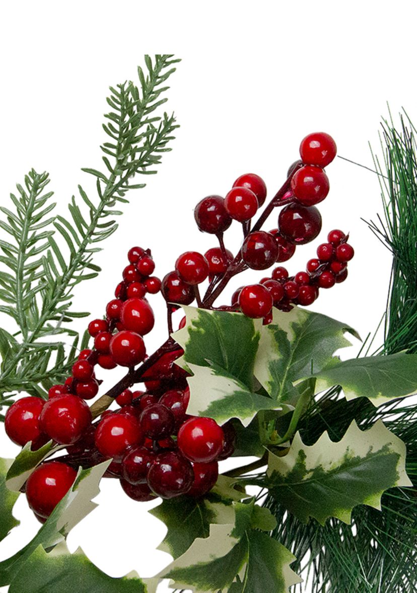 5 x 5Inch Holly and Pine Springs Artificial Christmas Garland - Unlit