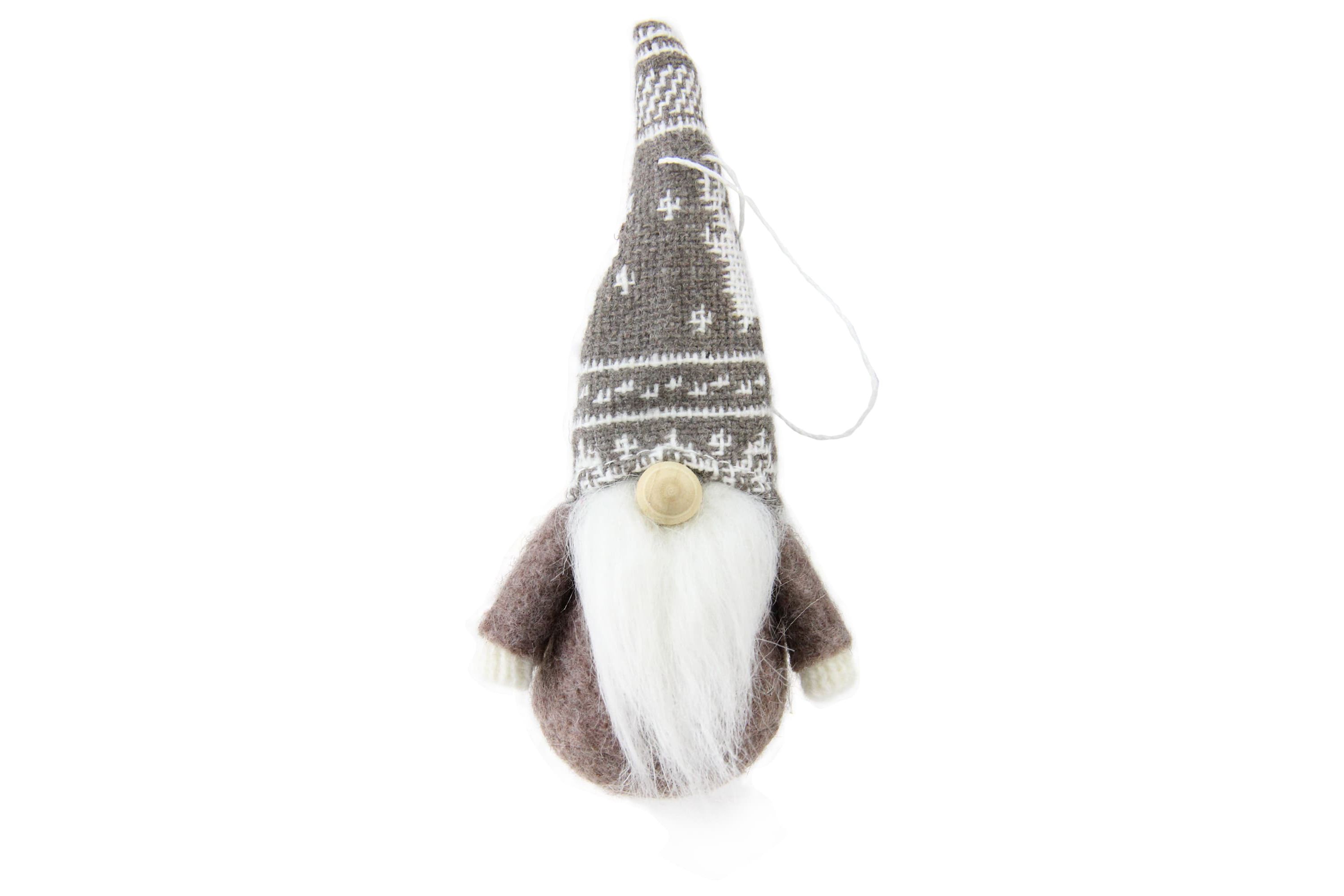 Set of 3 Red and Brown Santa Gnome Christmas Ornaments 4.5"