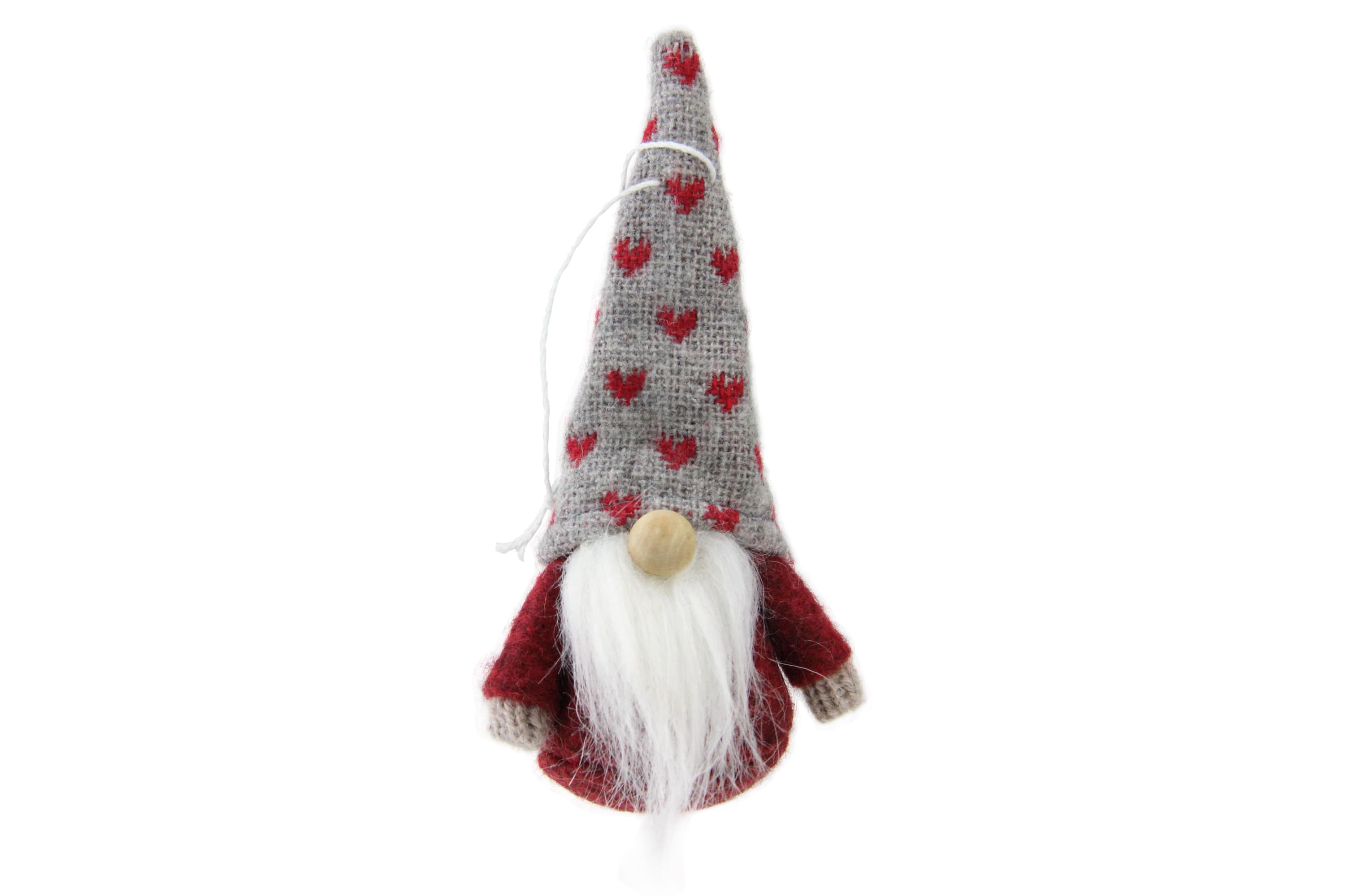Set of 3 Red and Brown Santa Gnome Christmas Ornaments 4.5"