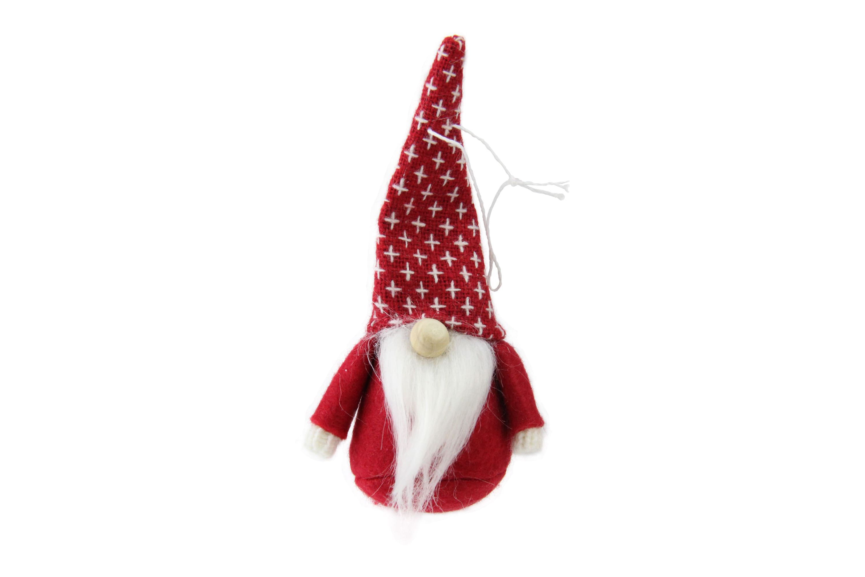 Set of 3 Red and Brown Santa Gnome Christmas Ornaments 4.5"
