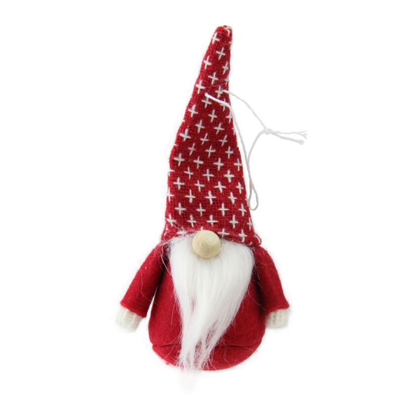 Set of 3 Red and Brown Santa Gnome Christmas Ornaments 4.5"