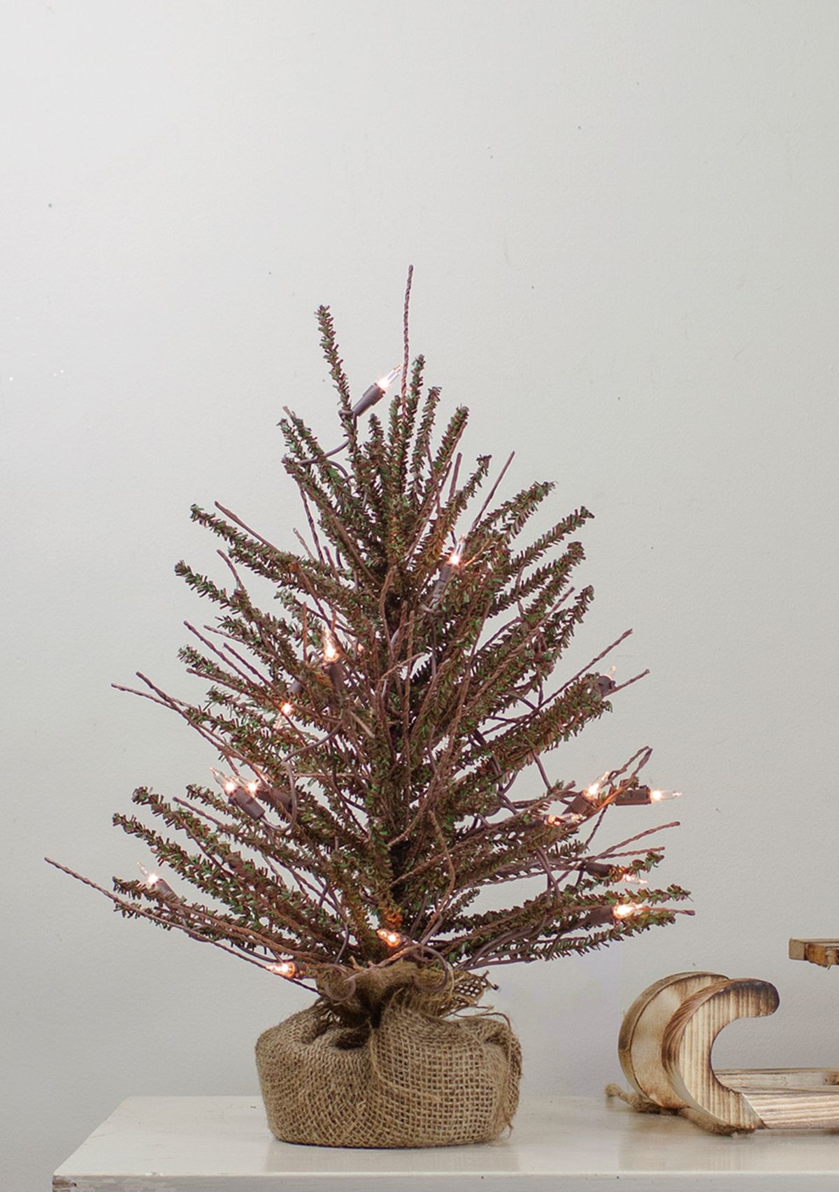 18Inch Pre-Lit Potted Warsaw Twig Artificial Christmas Tree - Clear Lights