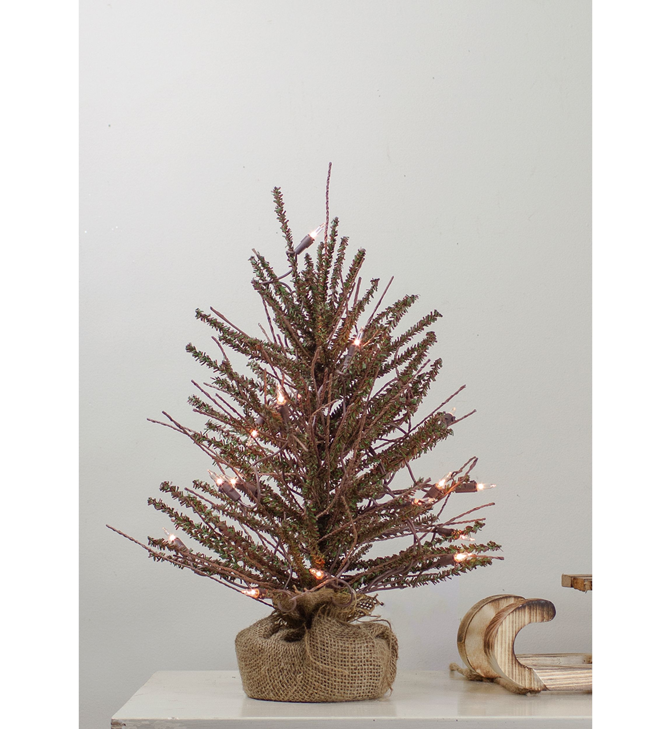 18Inch Pre-Lit Potted Warsaw Twig Artificial Christmas Tree - Clear Lights