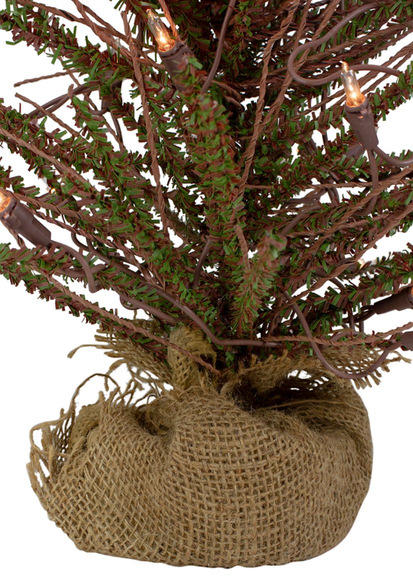 18Inch Pre-Lit Potted Warsaw Twig Artificial Christmas Tree - Clear Lights