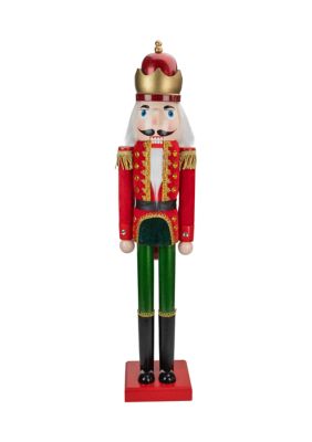 35.5Inch Red and Green Velvet Wooden Christmas Nutcracker King