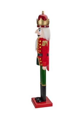 35.5Inch Red and Green Velvet Wooden Christmas Nutcracker King