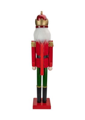 35.5Inch Red and Green Velvet Wooden Christmas Nutcracker King