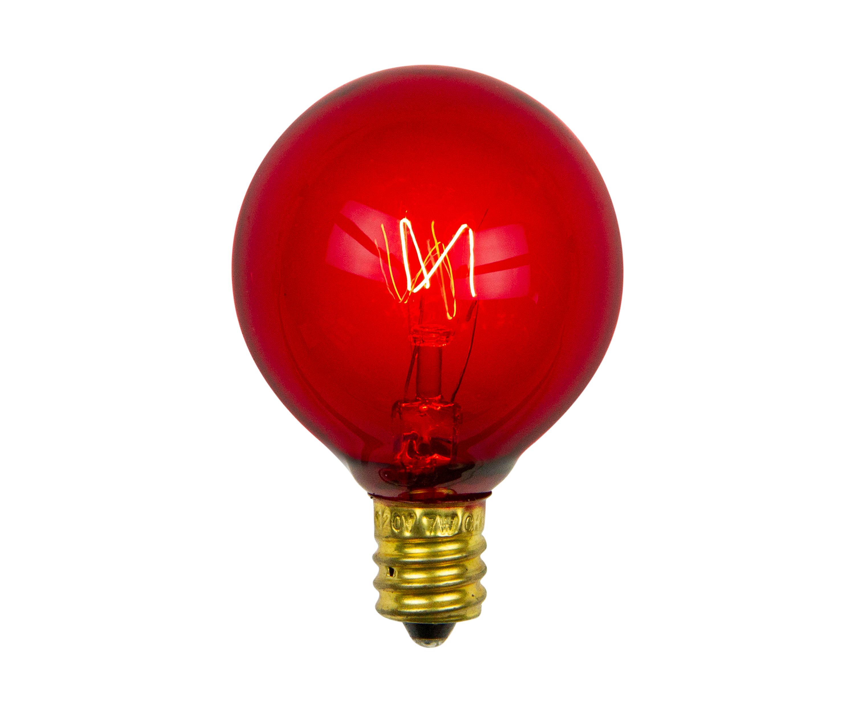 Pack of 25 Transparent G40 Red Christmas Replacement Bulbs