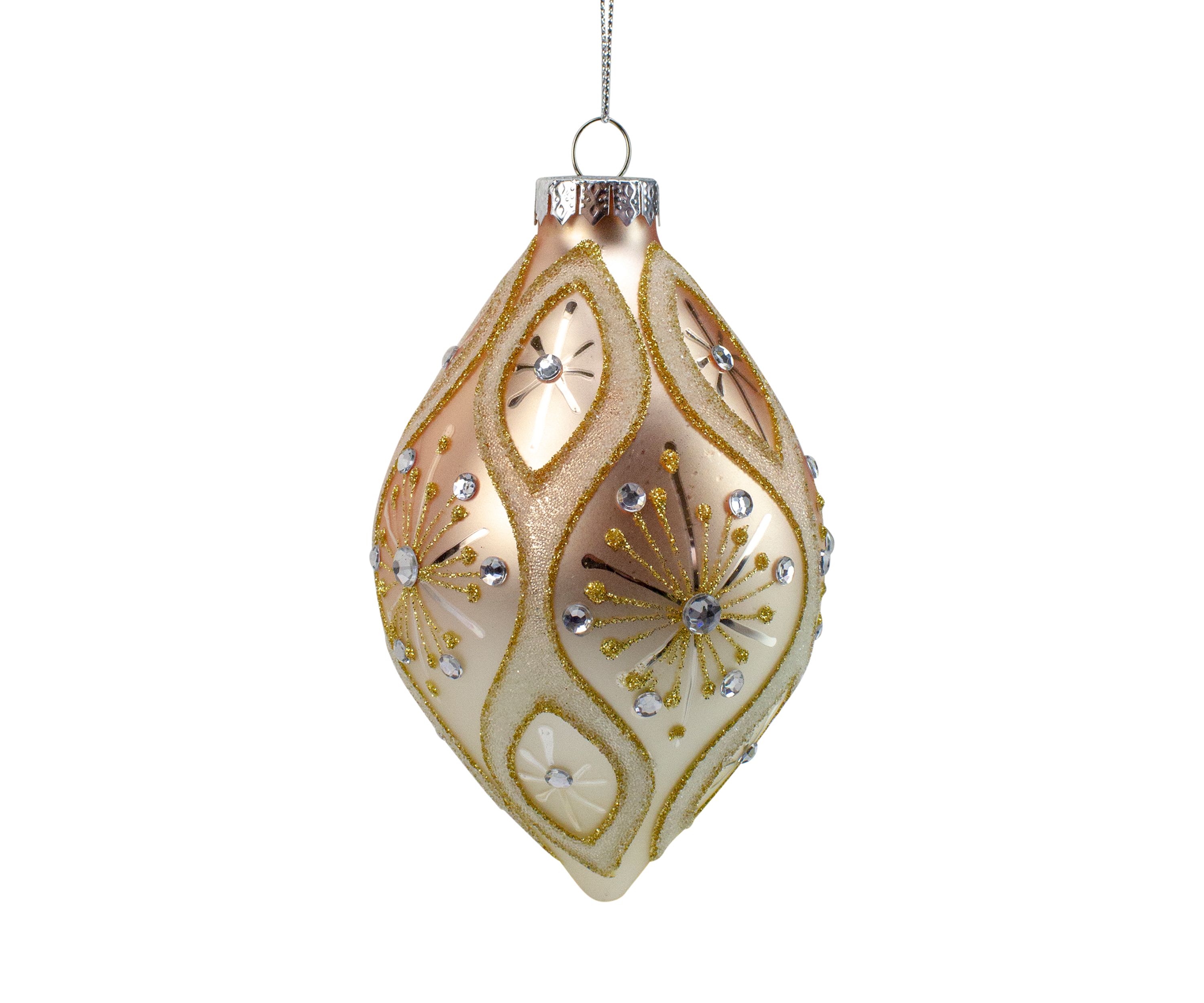 5.5Inch Rose Gold Retro Ombre Glass Christmas Drop Ornament