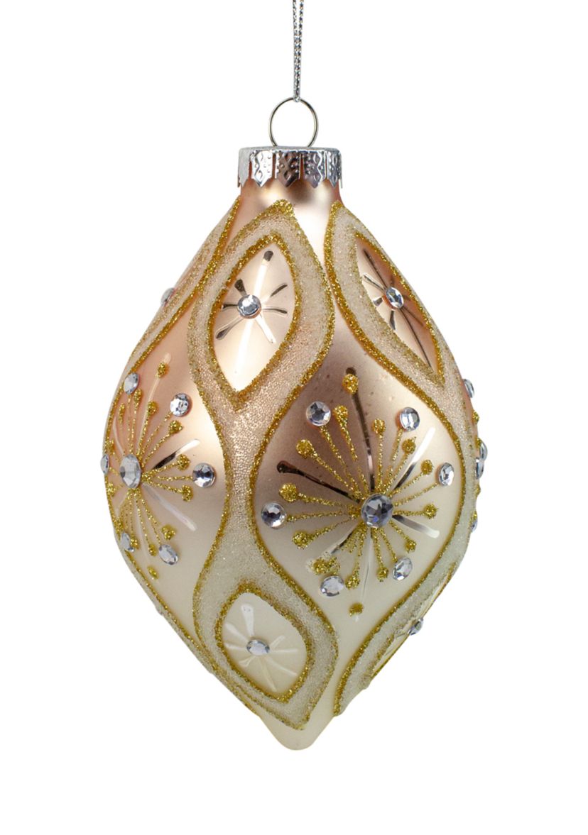 5.5Inch Rose Gold Retro Ombre Glass Christmas Drop Ornament