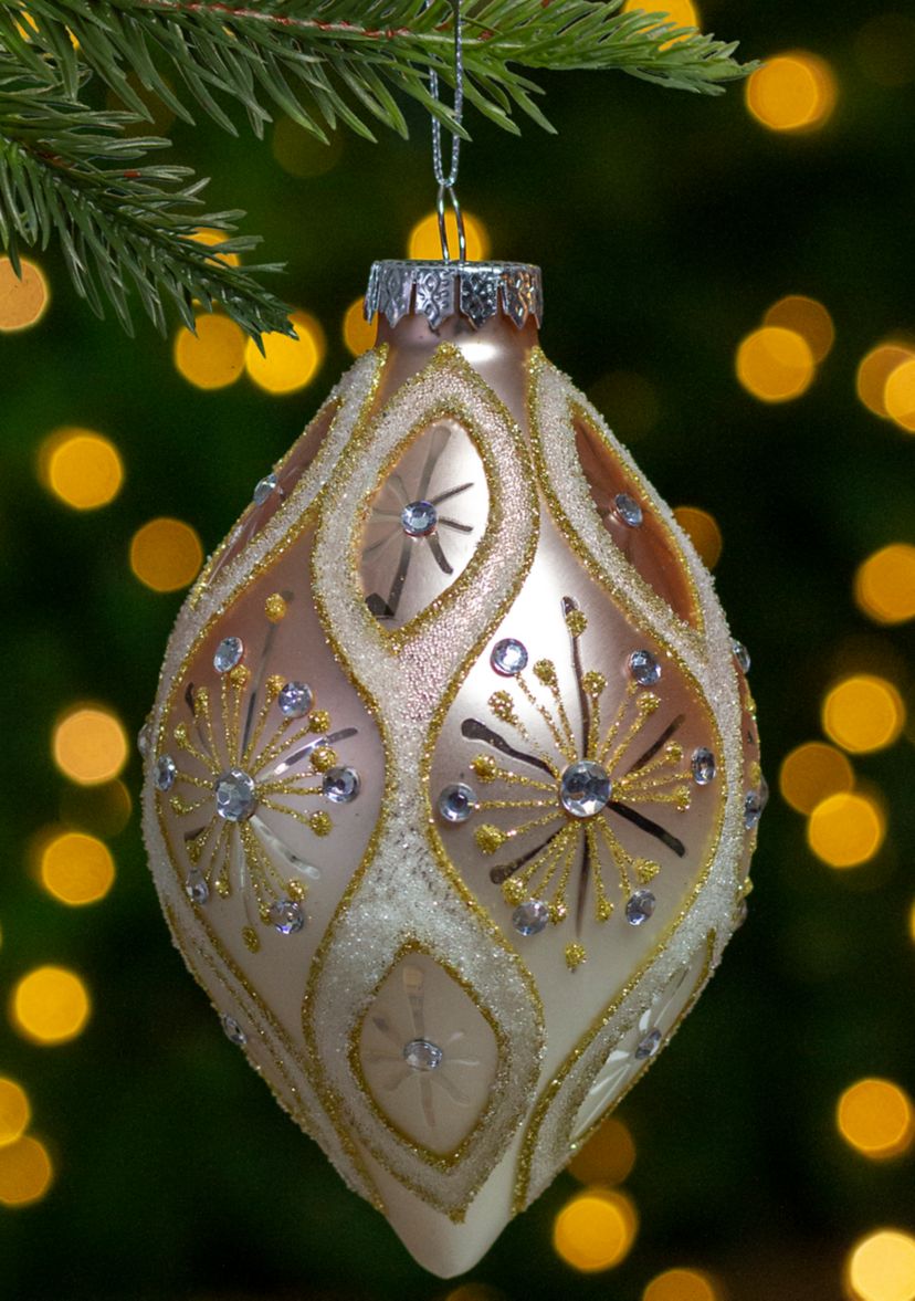 5.5Inch Rose Gold Retro Ombre Glass Christmas Drop Ornament