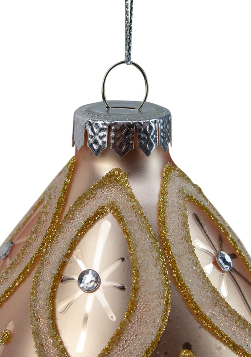 5.5Inch Rose Gold Retro Ombre Glass Christmas Drop Ornament