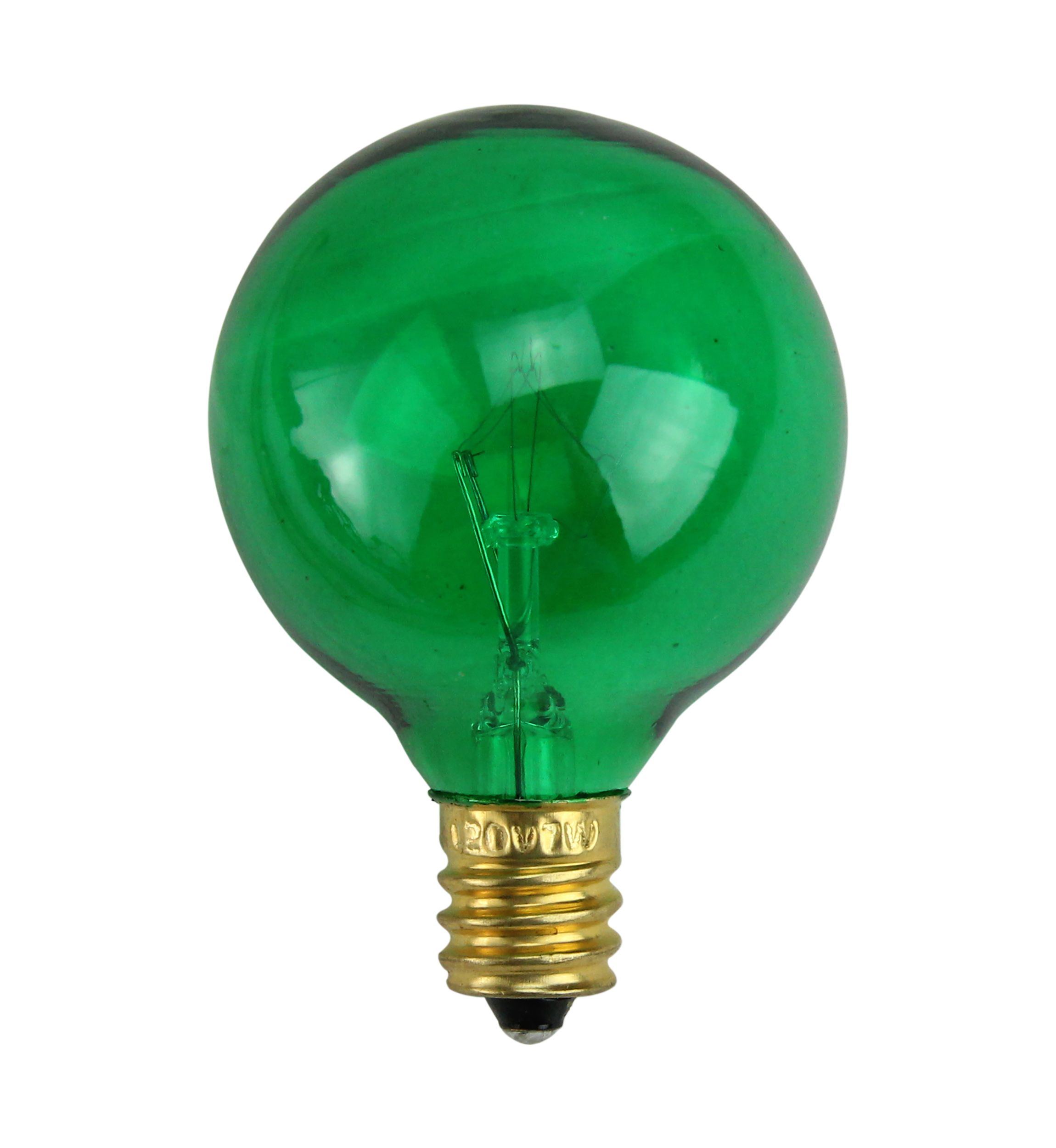 Pack of 25 Incandescent G40 Green Christmas Replacement Bulbs