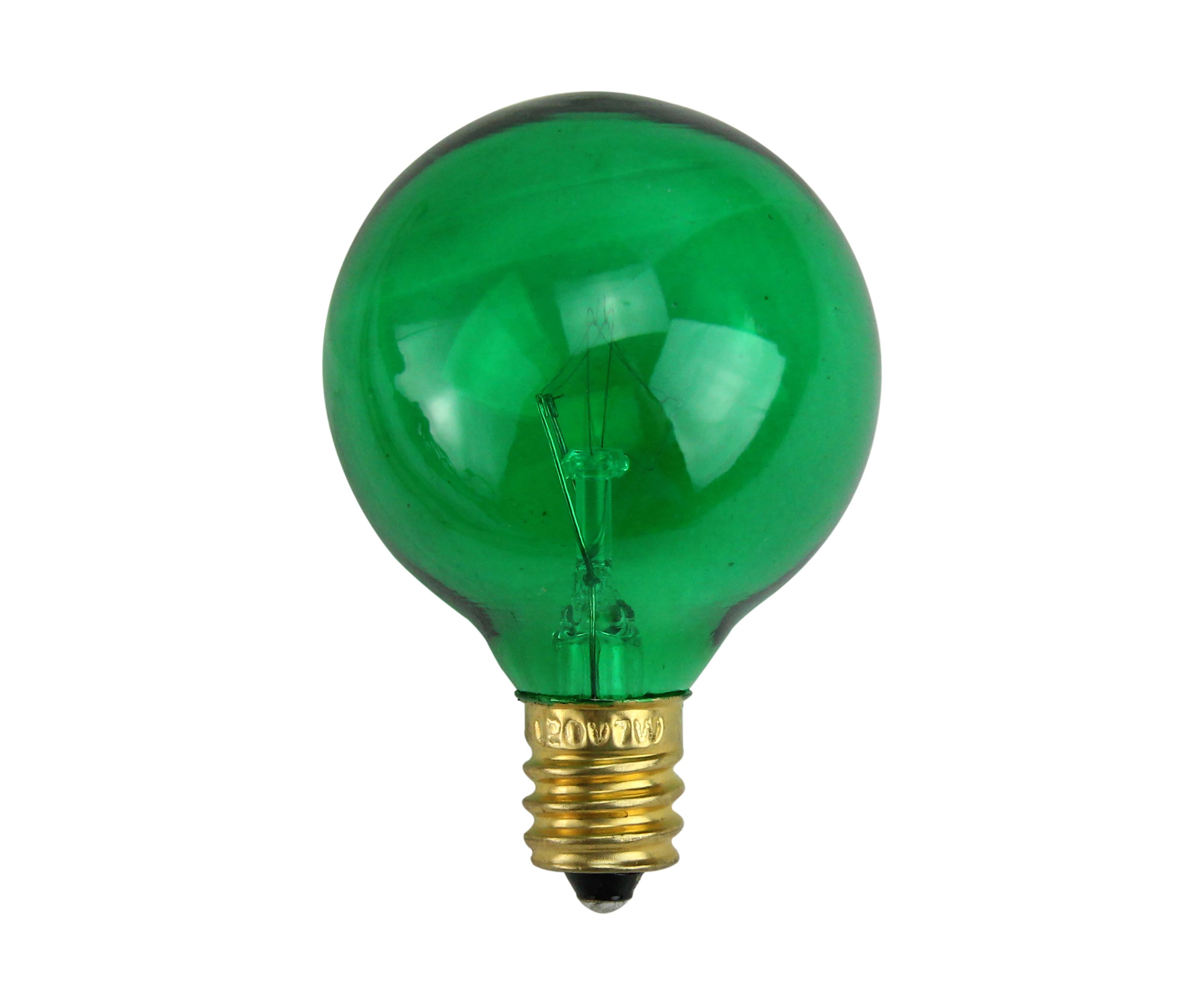 Pack of 25 Incandescent G40 Green Christmas Replacement Bulbs