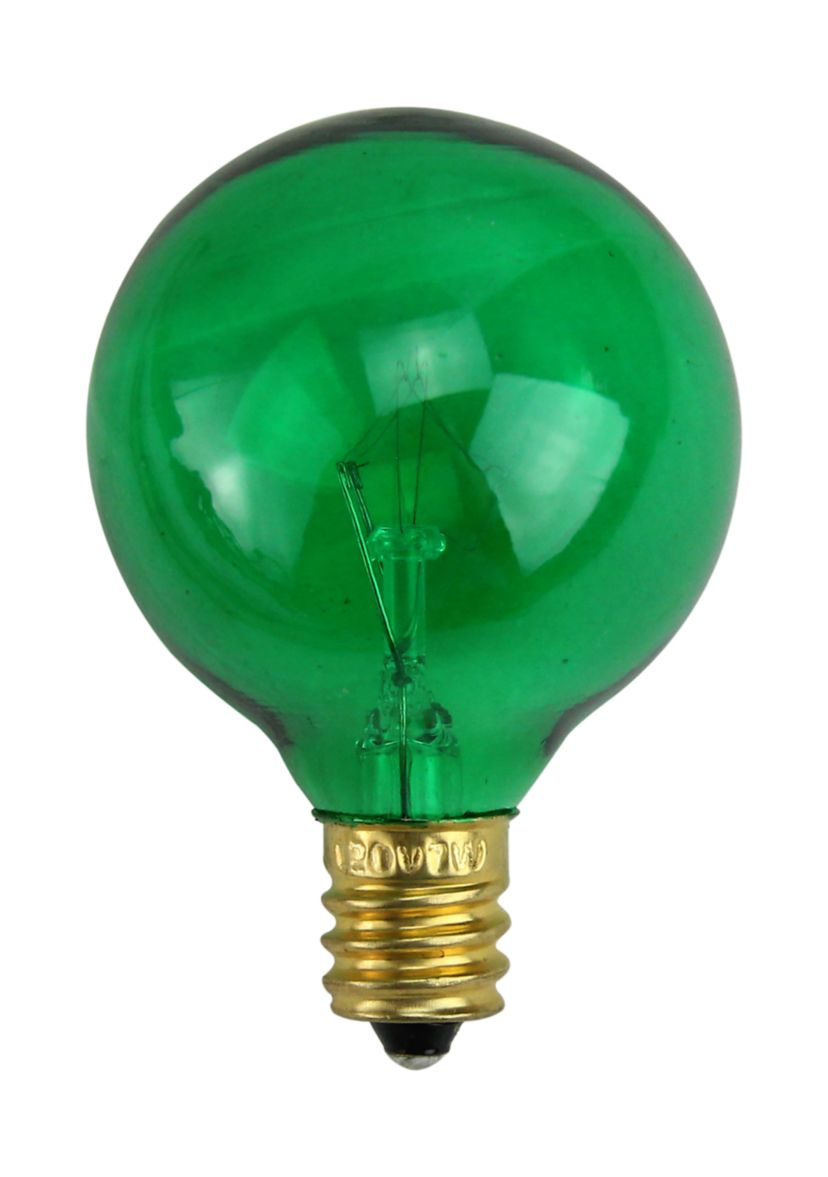 Pack of 25 Incandescent G40 Green Christmas Replacement Bulbs