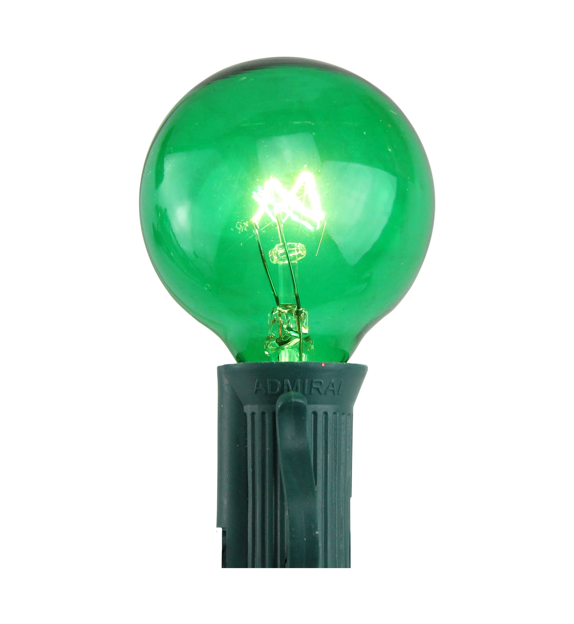 Pack of 25 Incandescent G40 Green Christmas Replacement Bulbs