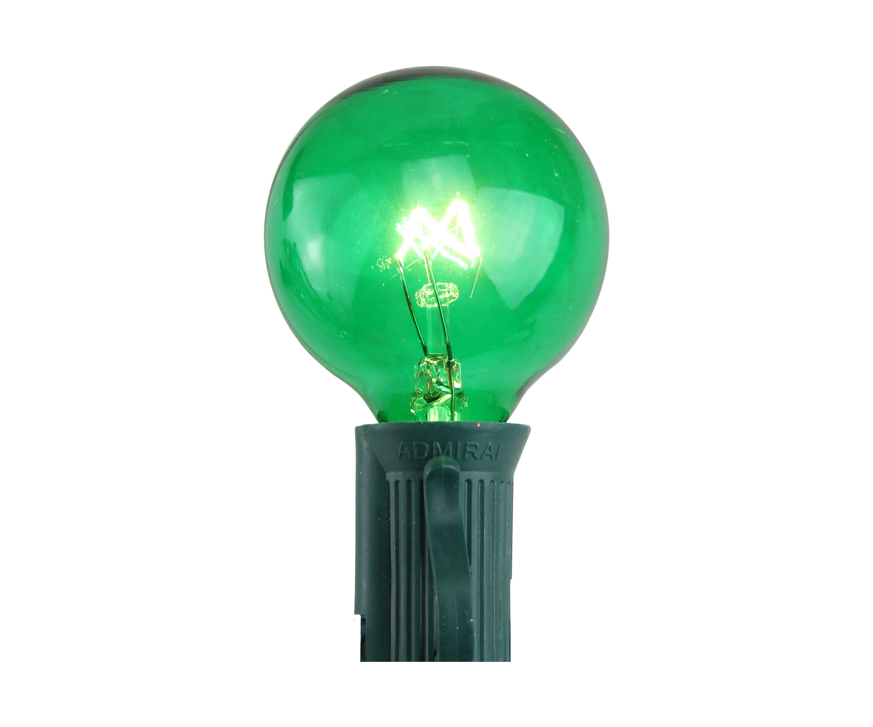 Pack of 25 Incandescent G40 Green Christmas Replacement Bulbs