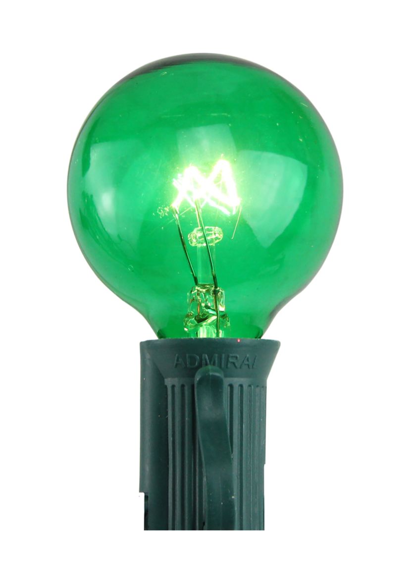 Pack of 25 Incandescent G40 Green Christmas Replacement Bulbs