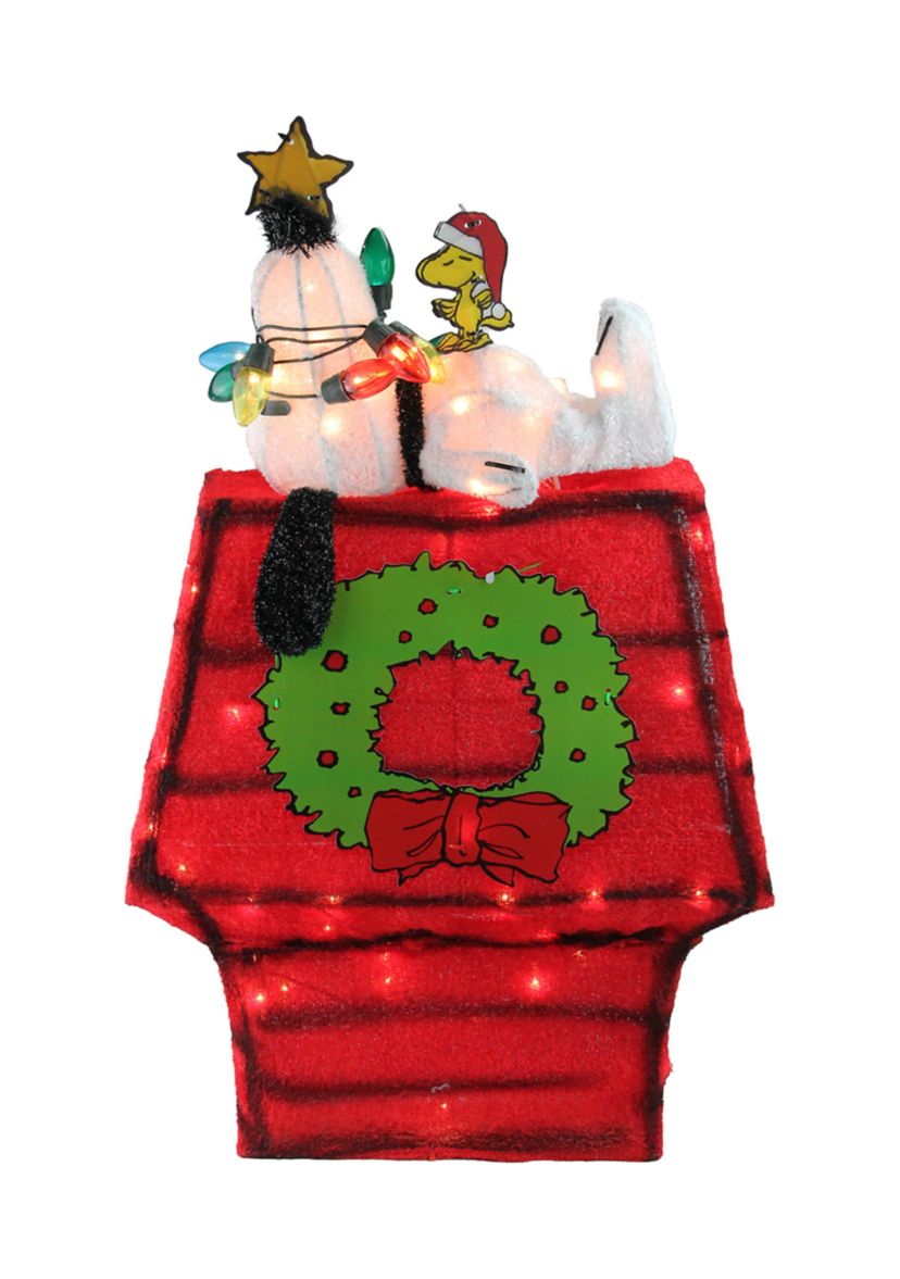 18Inch Lighted Snoopy on Dog House Outdoor Christmas Yard Decoration