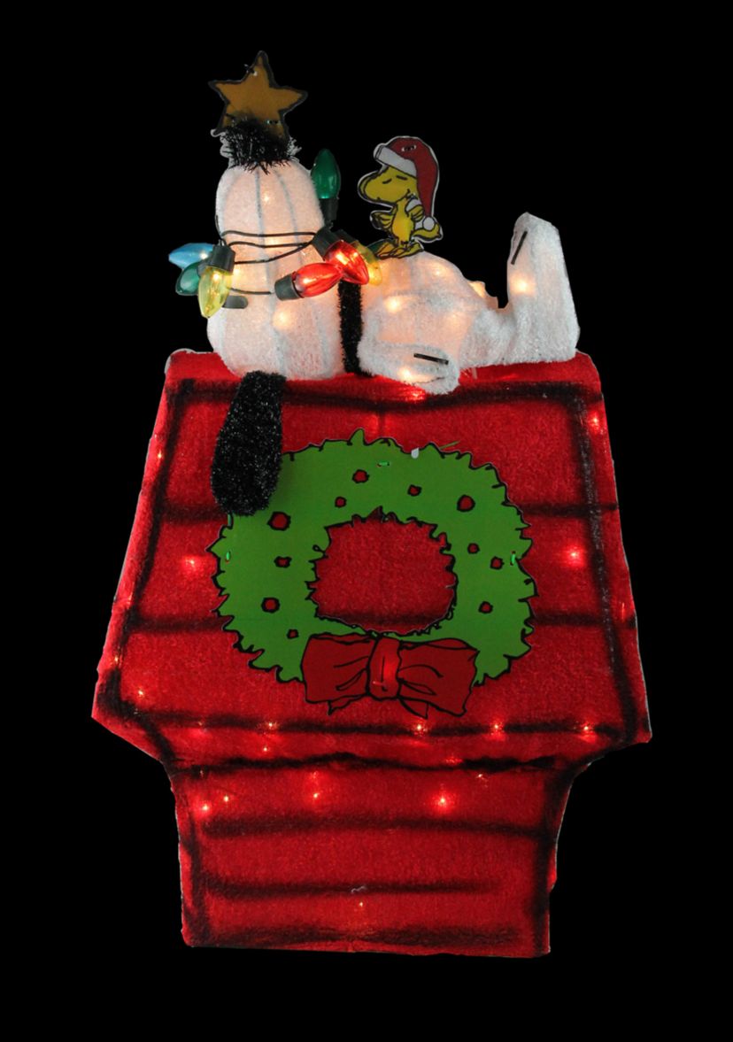 18Inch Lighted Snoopy on Dog House Outdoor Christmas Yard Decoration