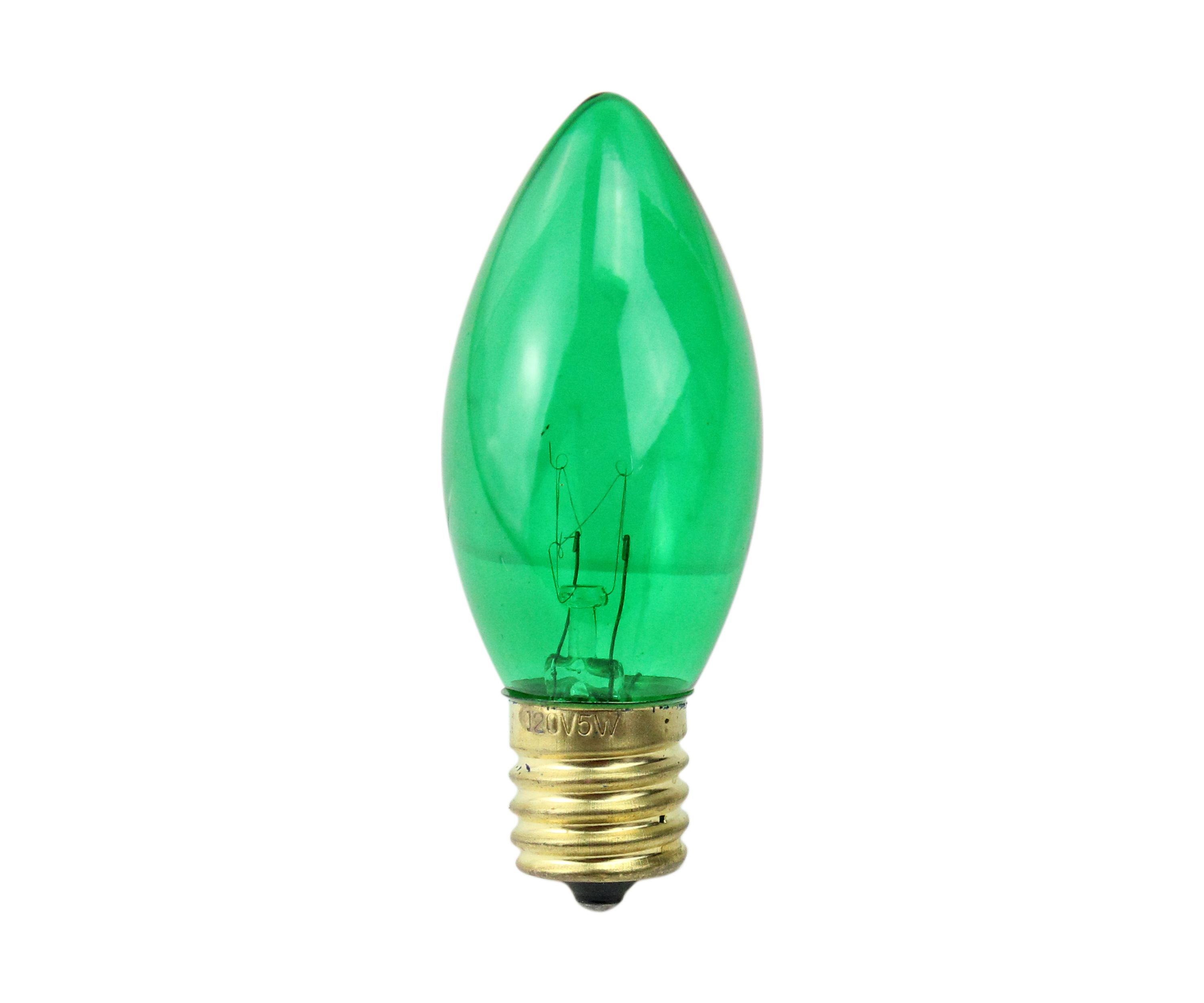 Pack of 25 Transparent Green C9 Christmas Replacement Bulbs