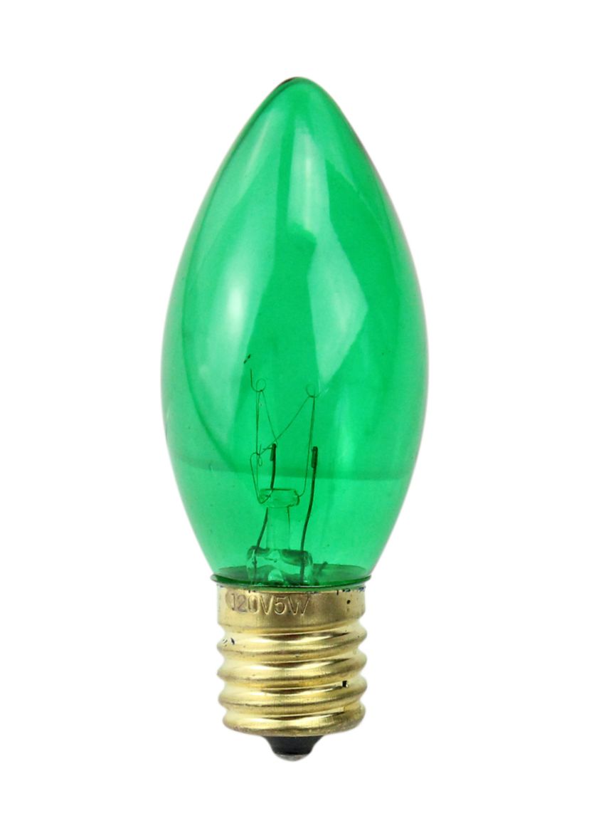 Pack of 25 Transparent Green C9 Christmas Replacement Bulbs