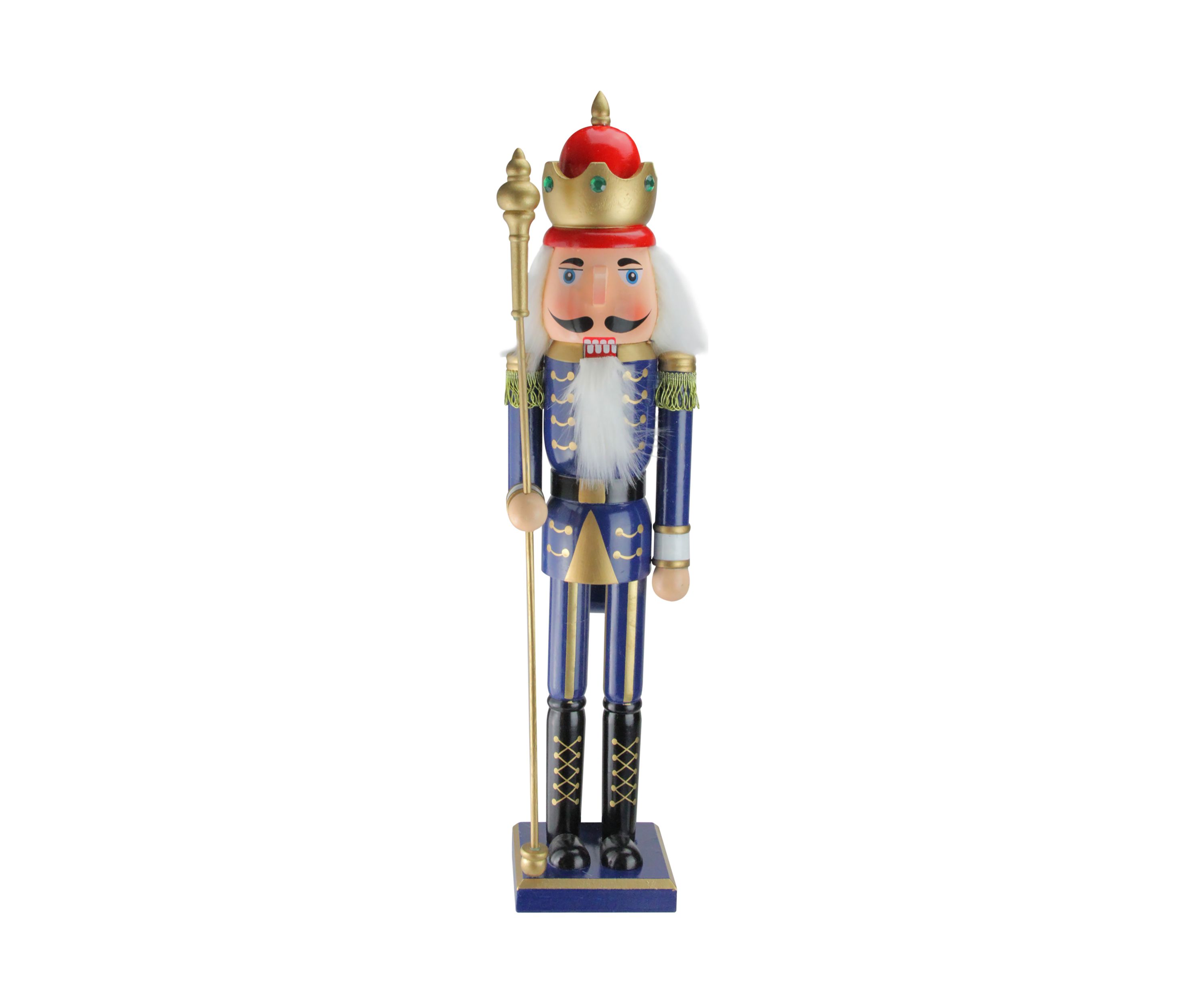 24Inch Blue and Gold Christmas Nutcracker King with Scepter
