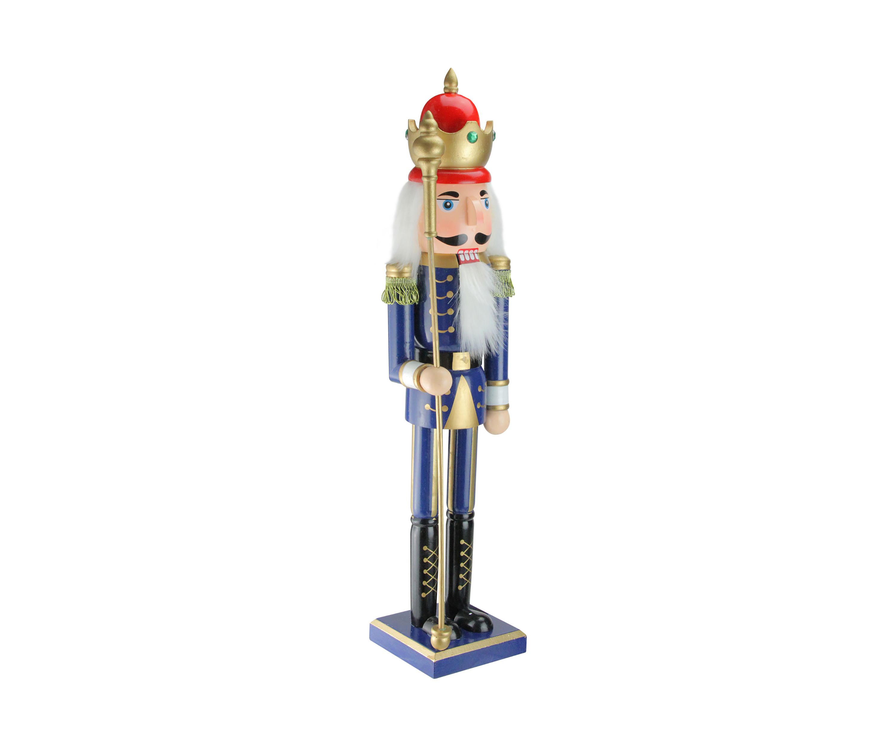 24Inch Blue and Gold Christmas Nutcracker King with Scepter