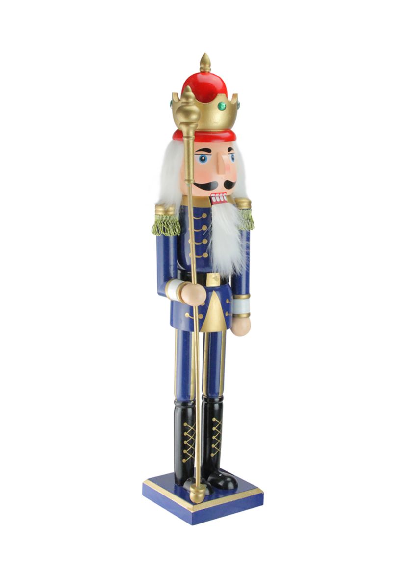 24Inch Blue and Gold Christmas Nutcracker King with Scepter