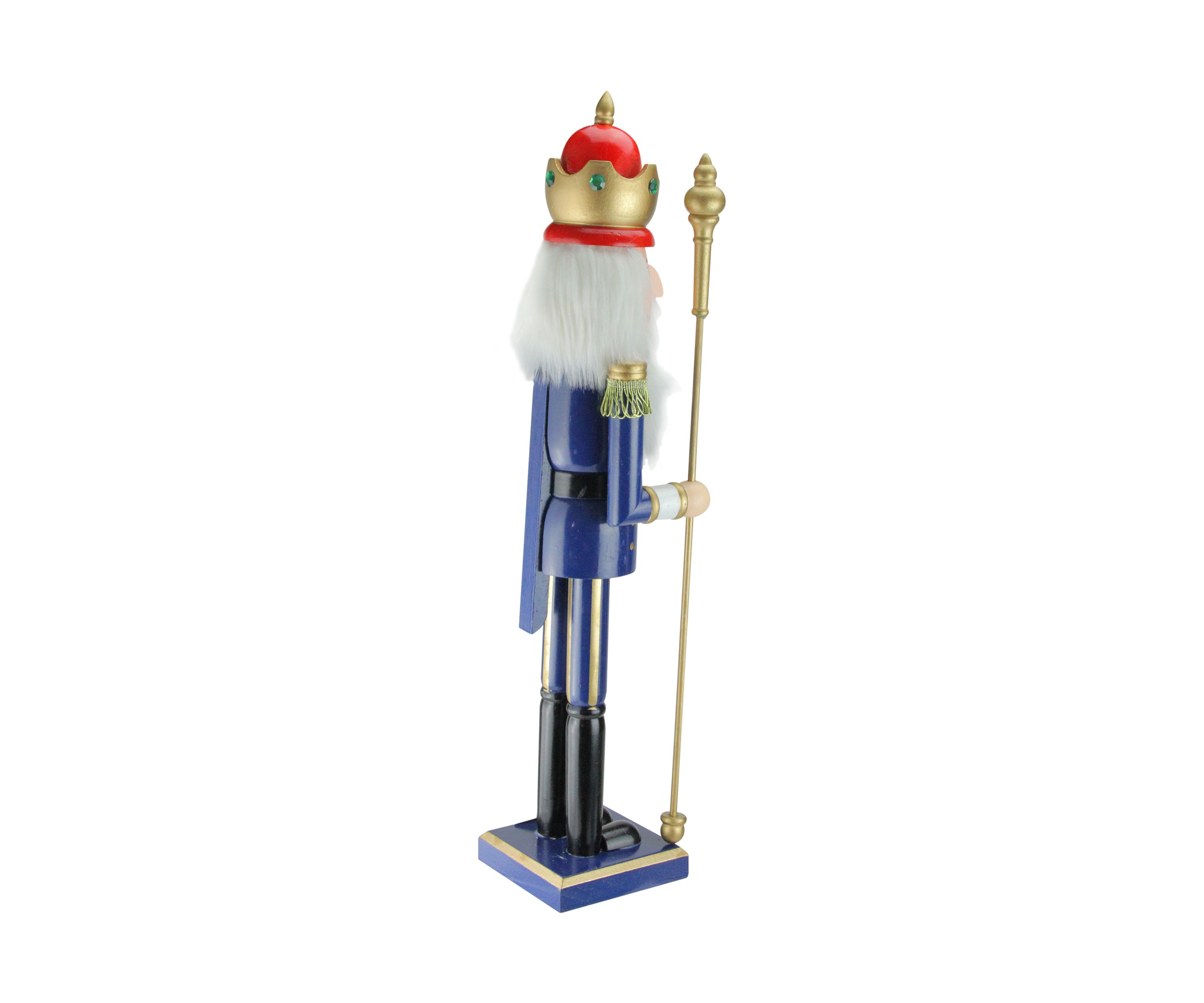 24Inch Blue and Gold Christmas Nutcracker King with Scepter