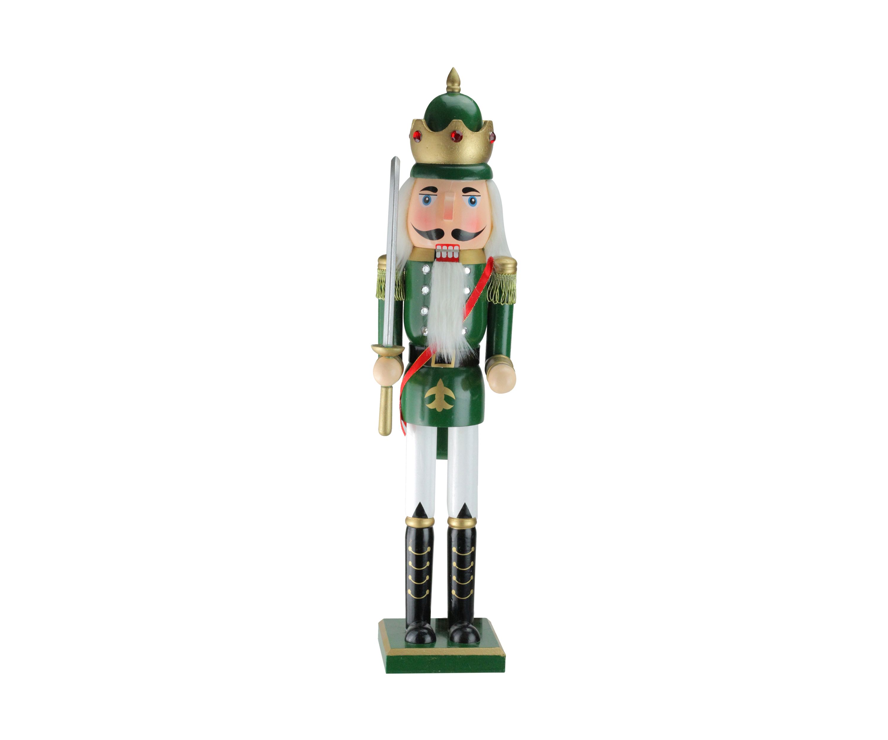 24Inch Green and Gold Christmas Nutcracker King with Sword