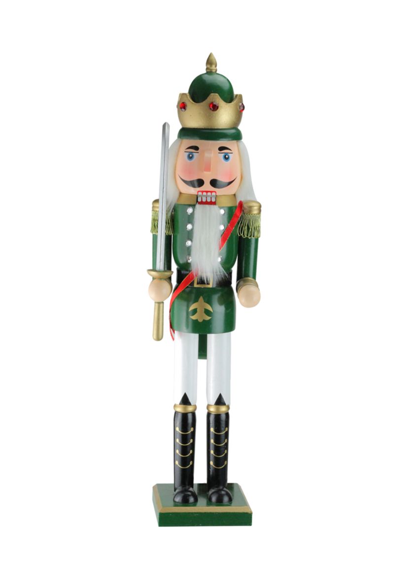 24Inch Green and Gold Christmas Nutcracker King with Sword