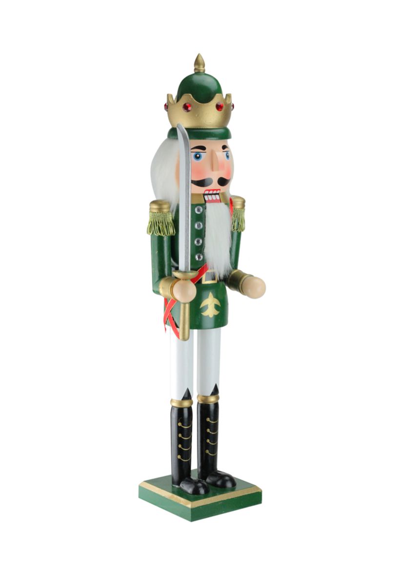 24Inch Green and Gold Christmas Nutcracker King with Sword