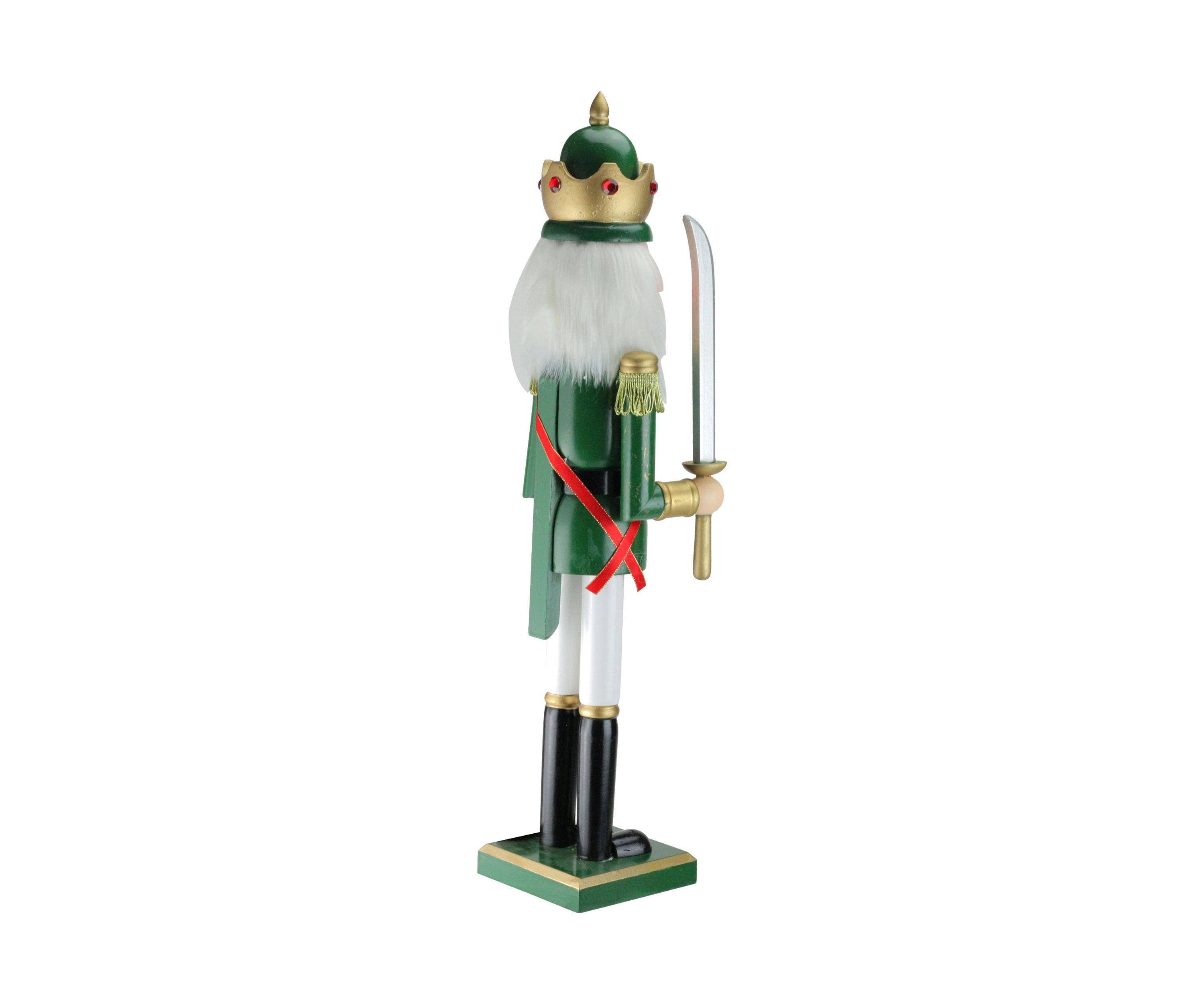 24Inch Green and Gold Christmas Nutcracker King with Sword