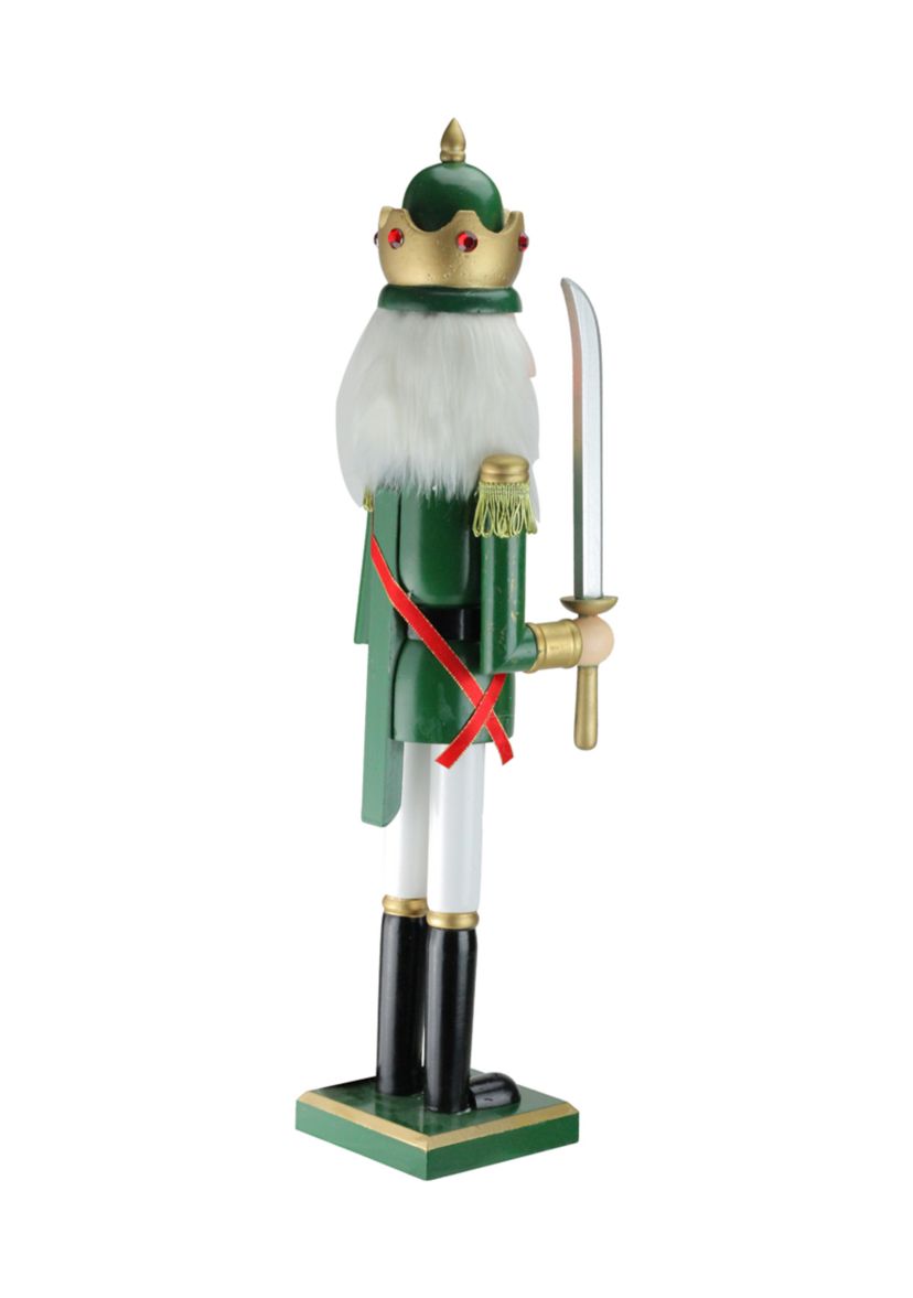 24Inch Green and Gold Christmas Nutcracker King with Sword