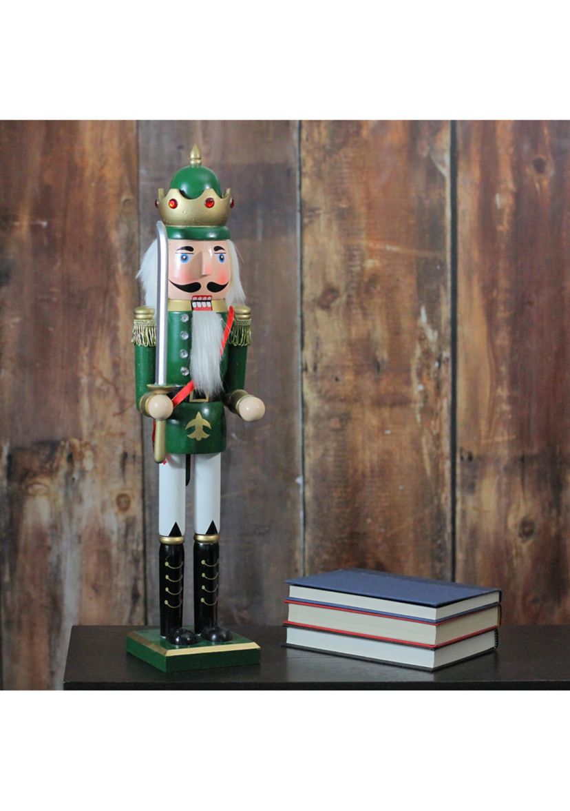 24Inch Green and Gold Christmas Nutcracker King with Sword