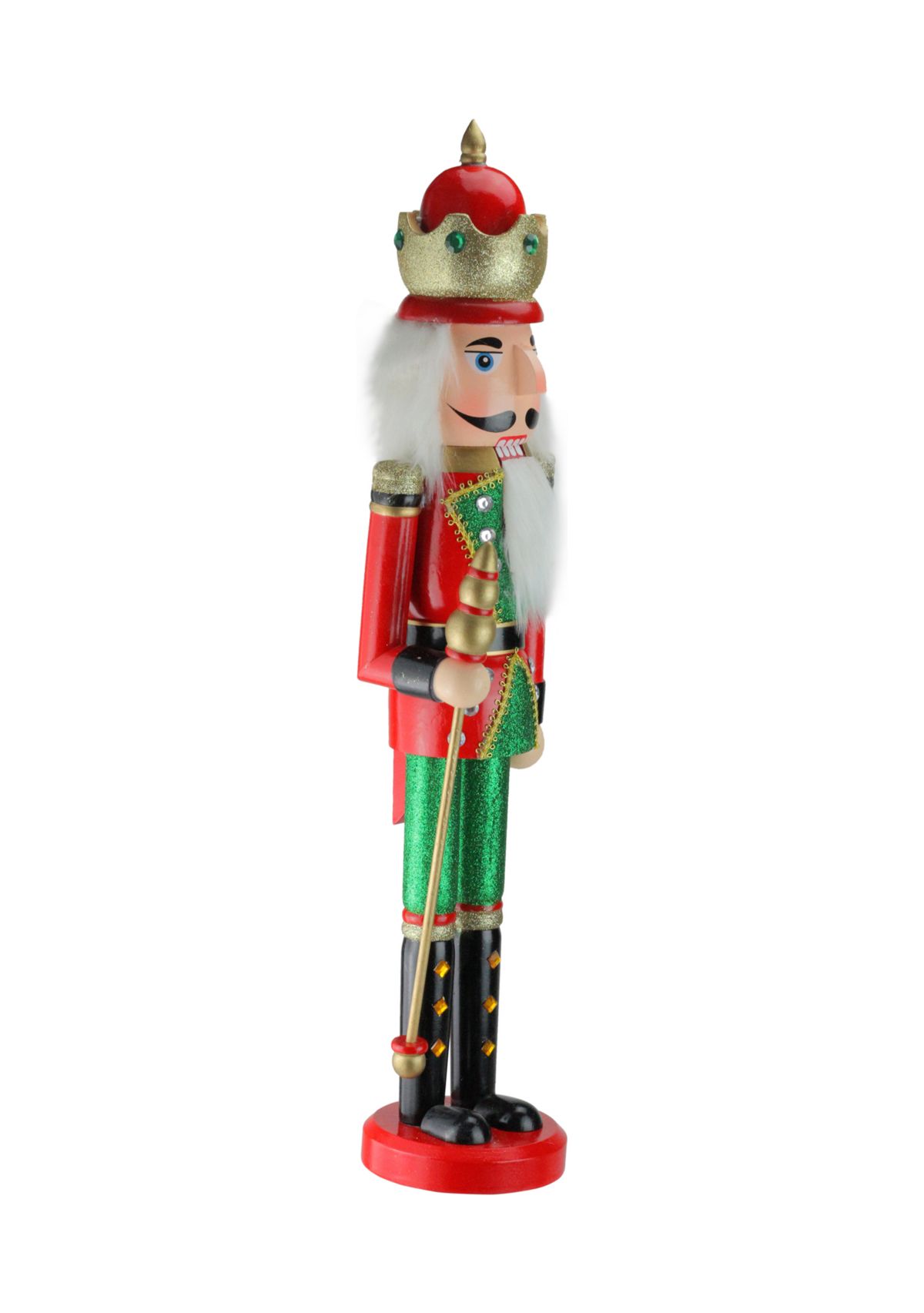 24Inch Red and Green Wooden Christmas Nutcracker King with Scepter