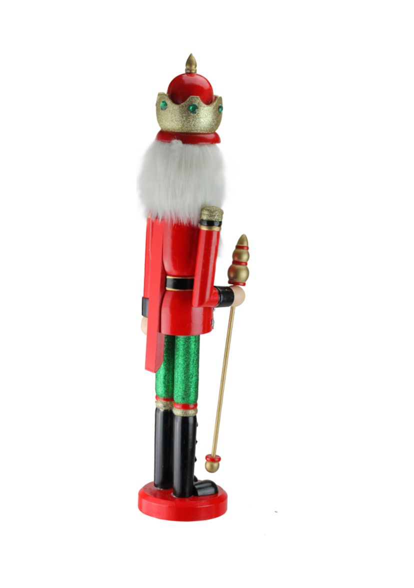 24Inch Red and Green Wooden Christmas Nutcracker King with Scepter