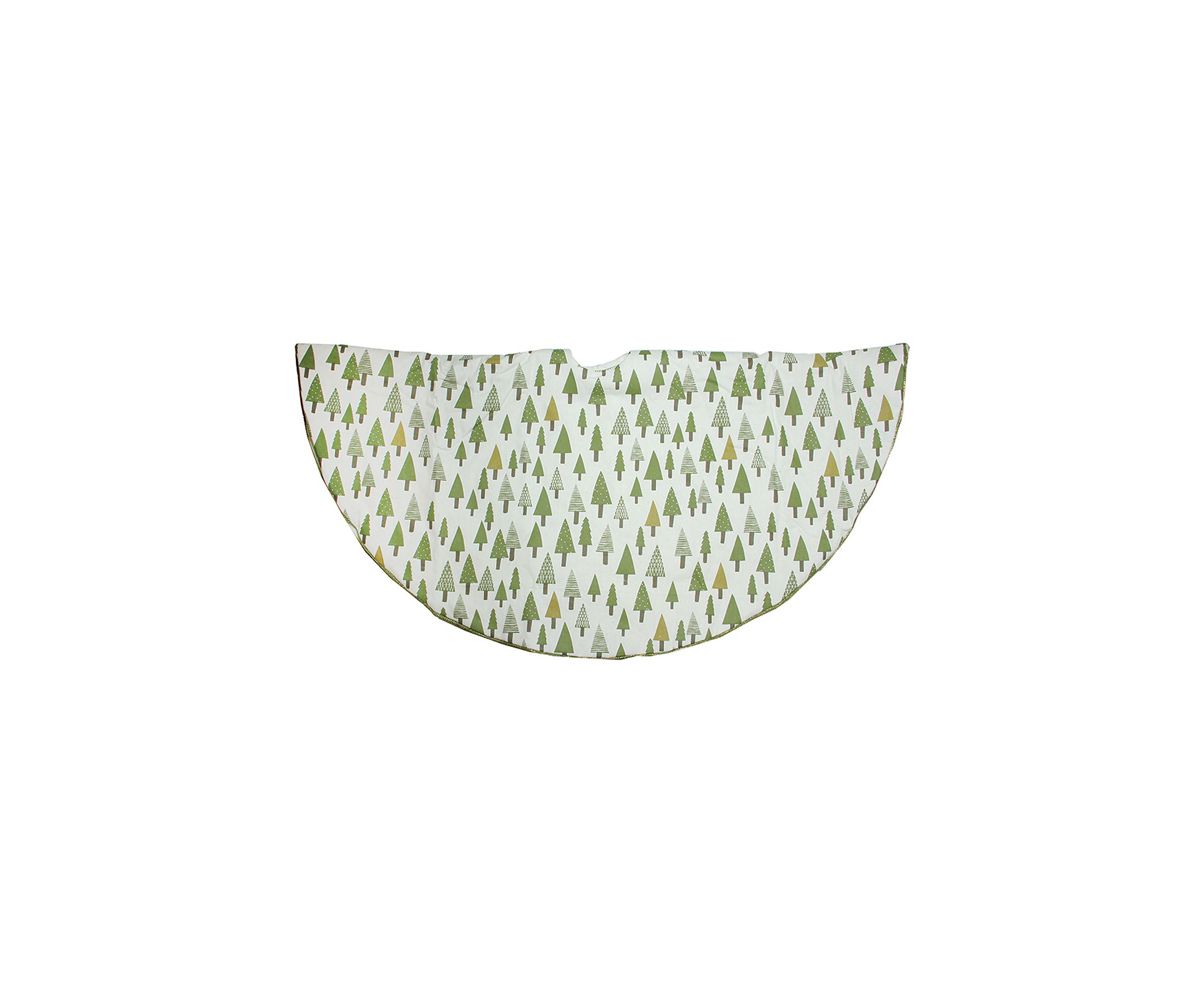 48Inch Cream White and Green Forest Christmas Tree Skirt