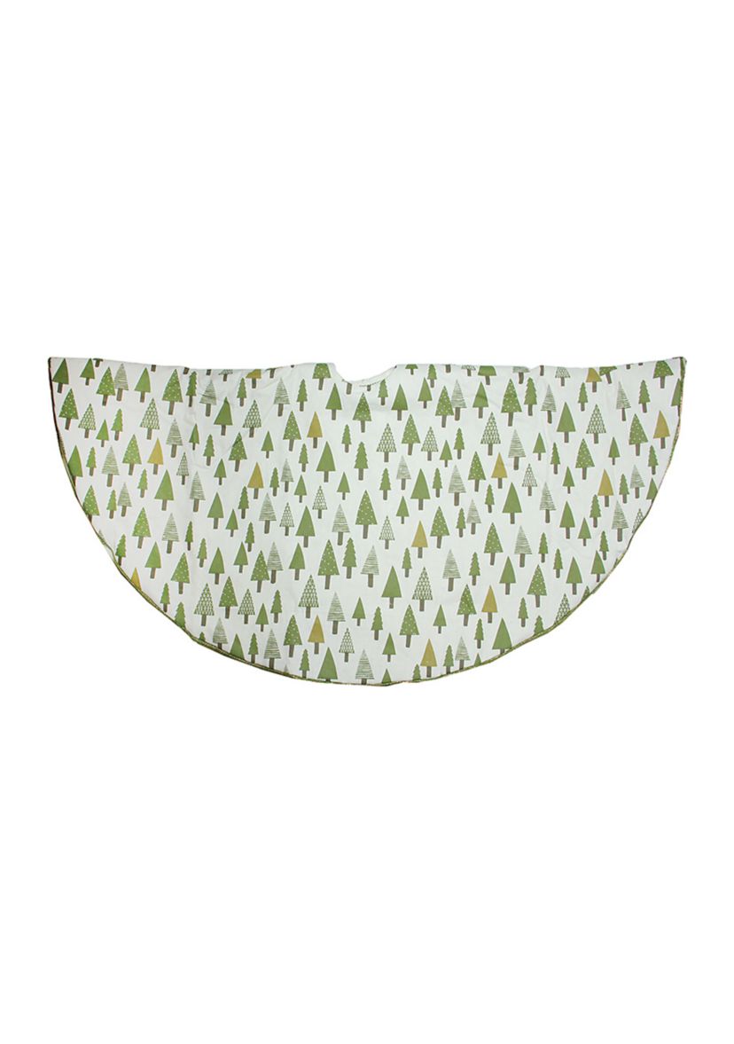 48Inch Cream White and Green Forest Christmas Tree Skirt
